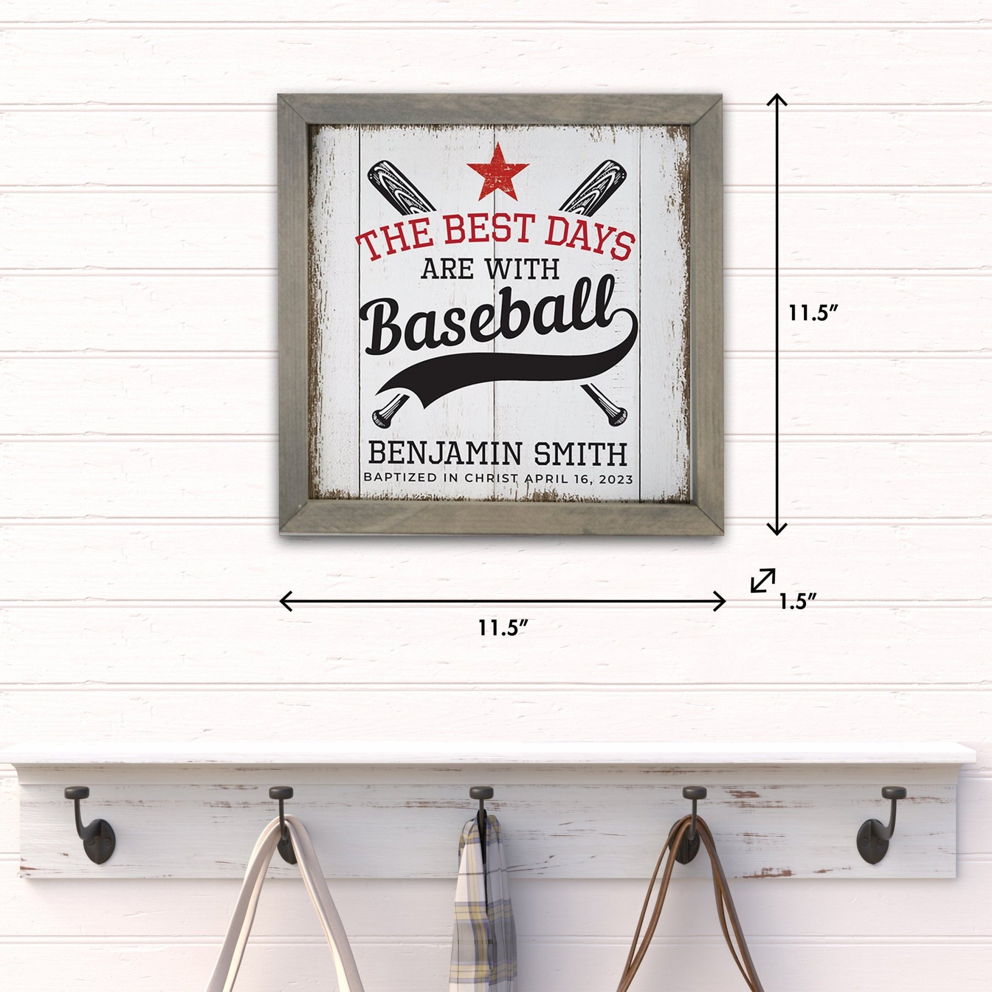 Personalized Elegant Baseball Framed Shadow Box Shelf Décor With Inspiring Bible Verses - The Best Days - LifeSong Milestones