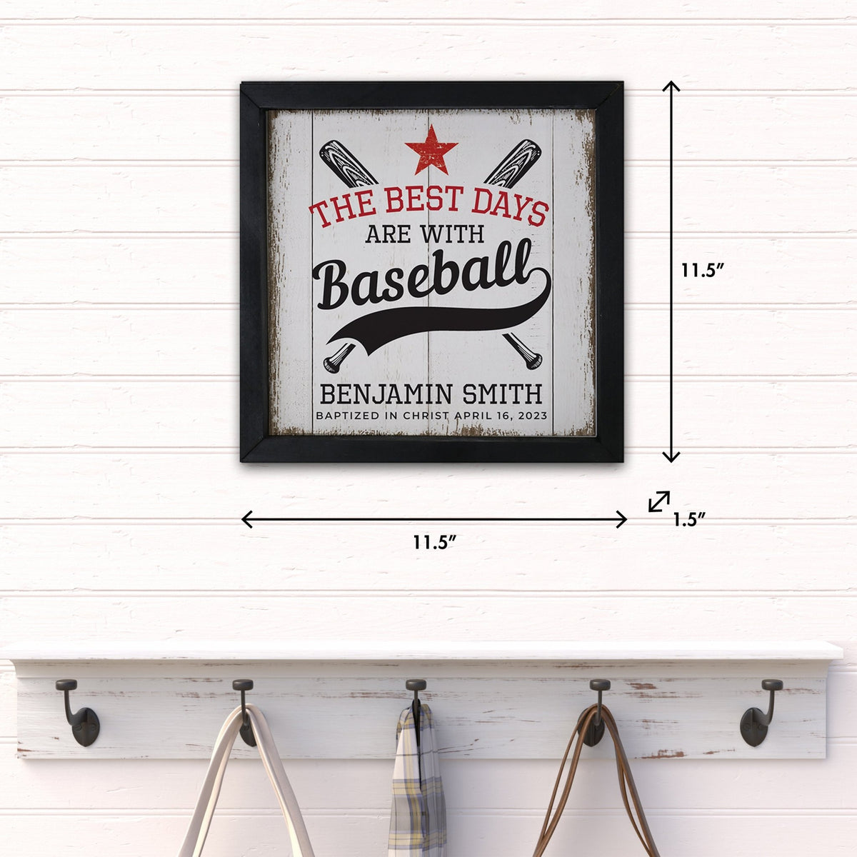 Personalized Elegant Baseball Framed Shadow Box Shelf Décor With Inspiring Bible Verses - The Best Days - LifeSong Milestones