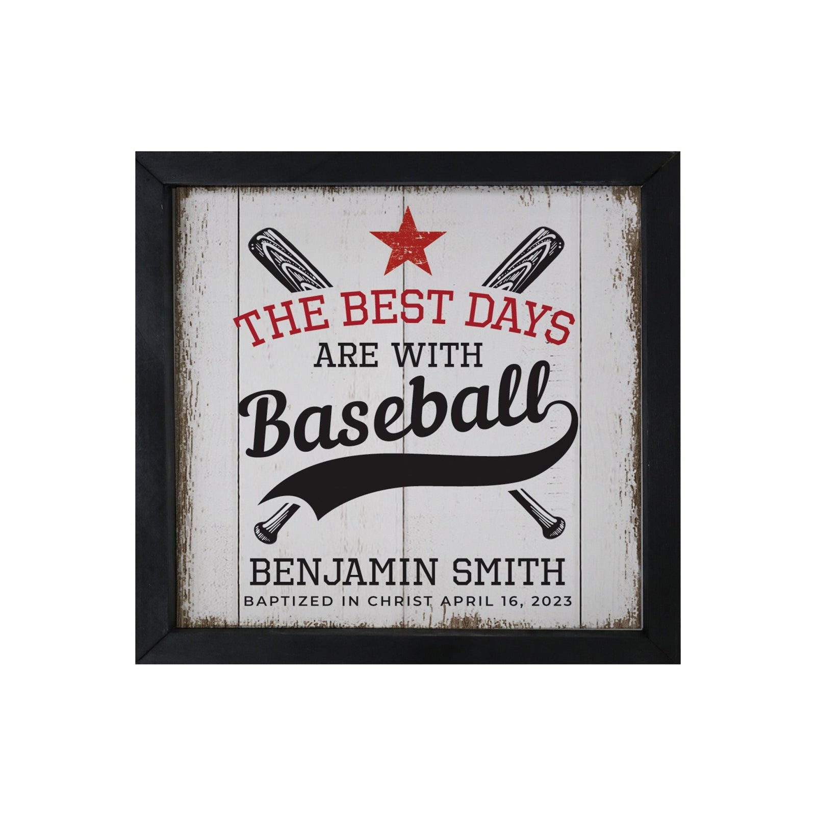 Personalized Elegant Baseball Framed Shadow Box Shelf Décor With Inspiring Bible Verses - The Best Days - LifeSong Milestones