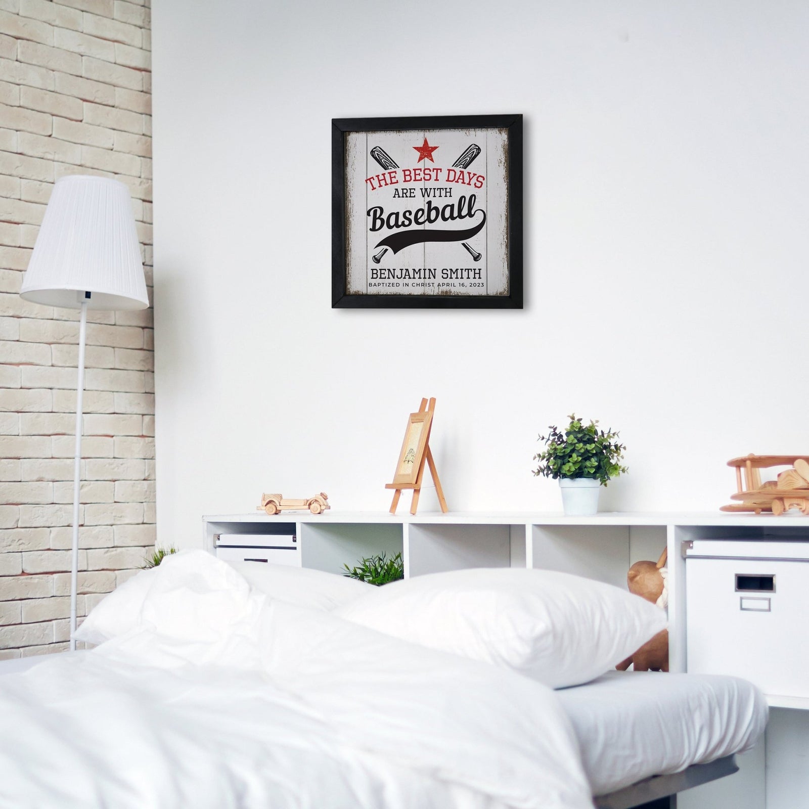 Personalized Elegant Baseball Framed Shadow Box Shelf Décor With Inspiring Bible Verses - The Best Days - LifeSong Milestones