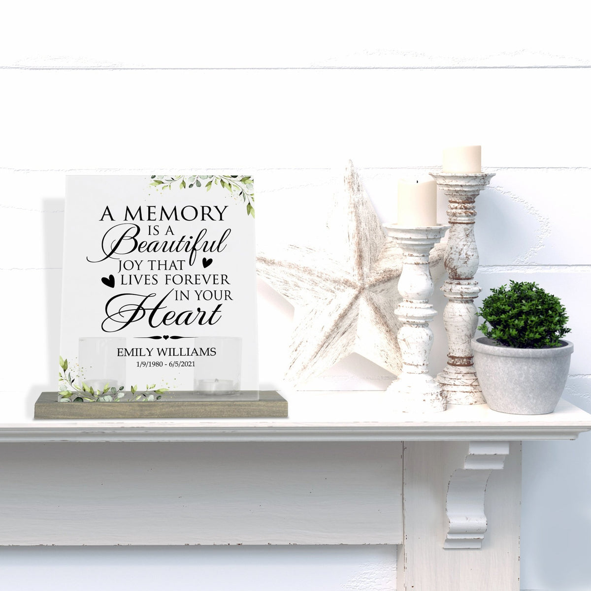 Personalized Elegant Human Memorial Acrylic Sign With Grey Wooden Base - A Memory Is - LifeSong Milestones