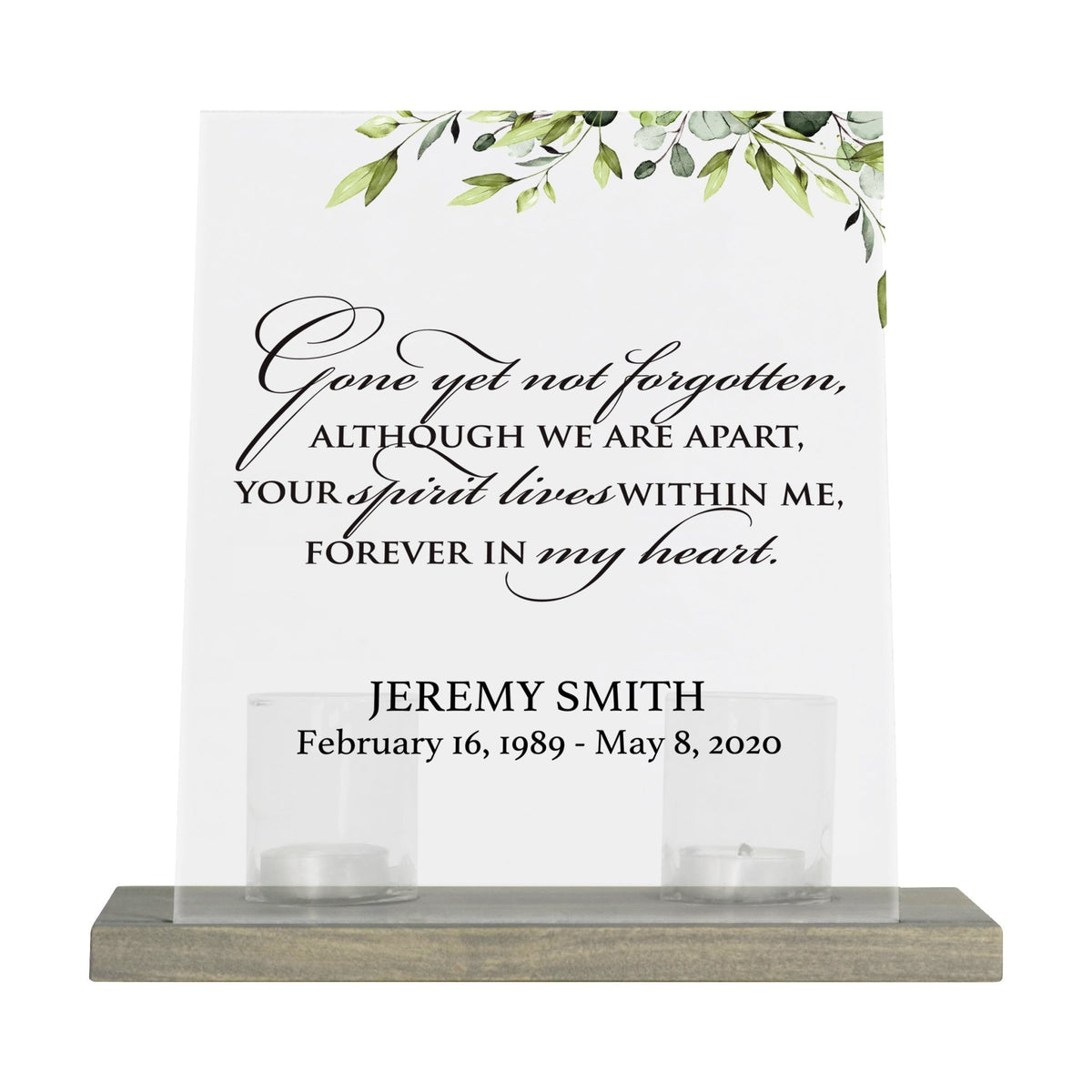 Personalized Elegant Human Memorial Acrylic Sign With Grey Wooden Base - Gone Yet Not - LifeSong Milestones