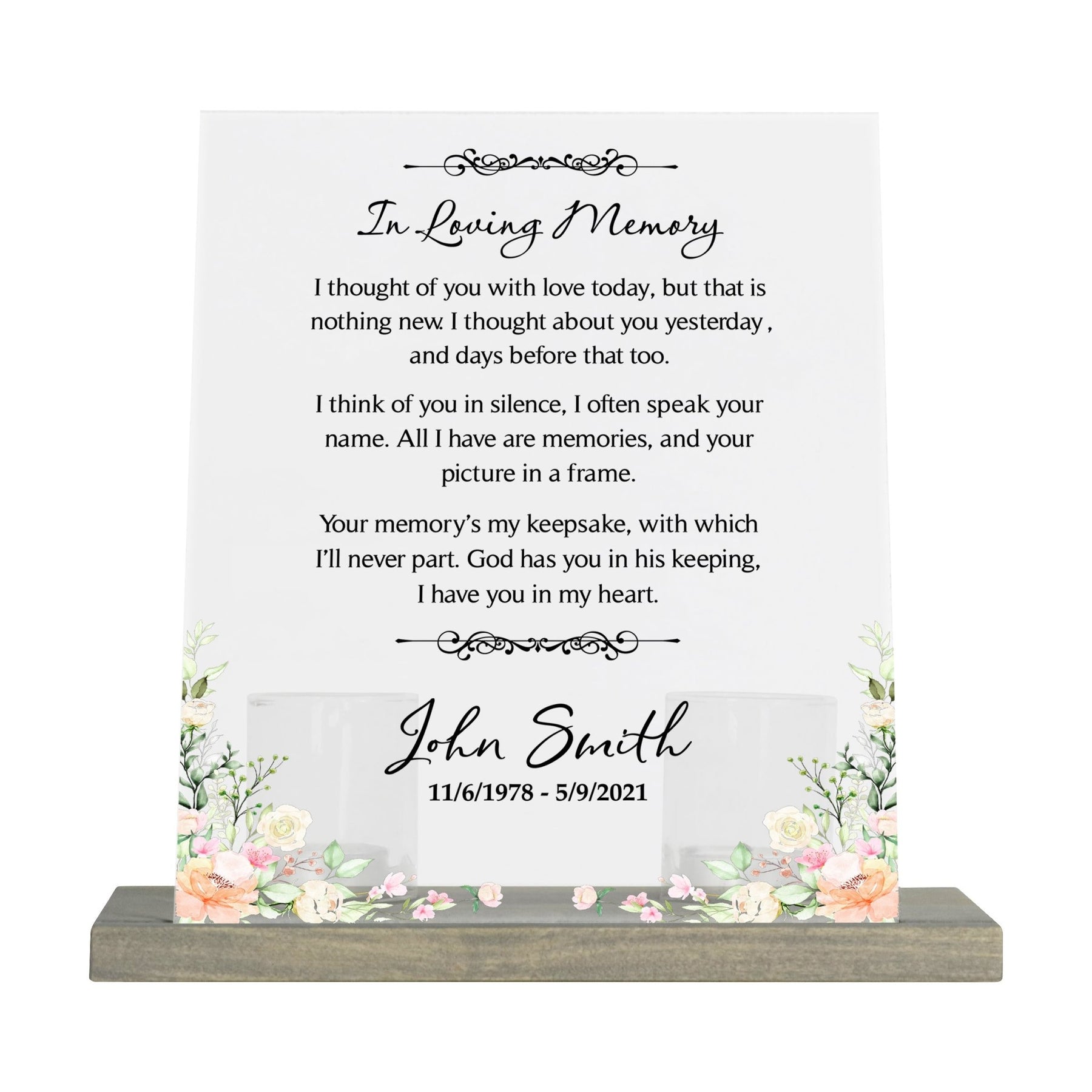 Personalized Elegant Human Memorial Acrylic Sign With Grey Wooden Base ...