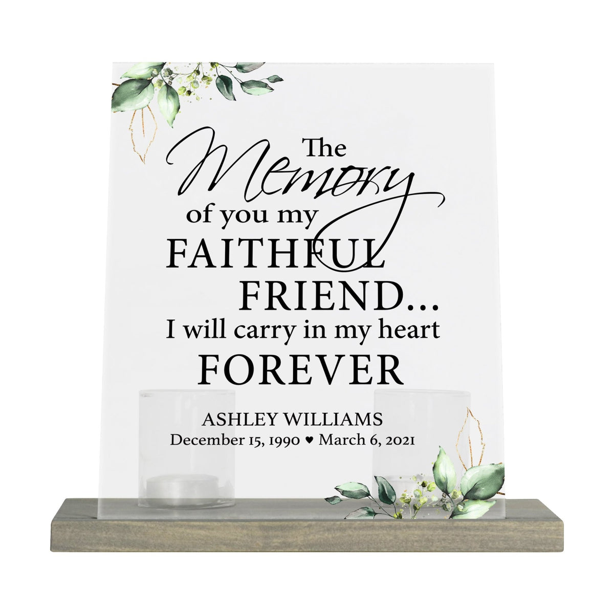 Personalized Elegant Human Memorial Acrylic Sign With Grey Wooden Base - The Memory Of You - LifeSong Milestones