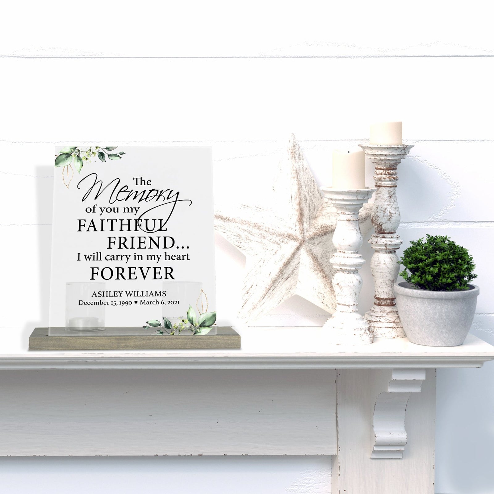 Personalized Elegant Human Memorial Acrylic Sign With Grey Wooden Base - The Memory Of You - LifeSong Milestones