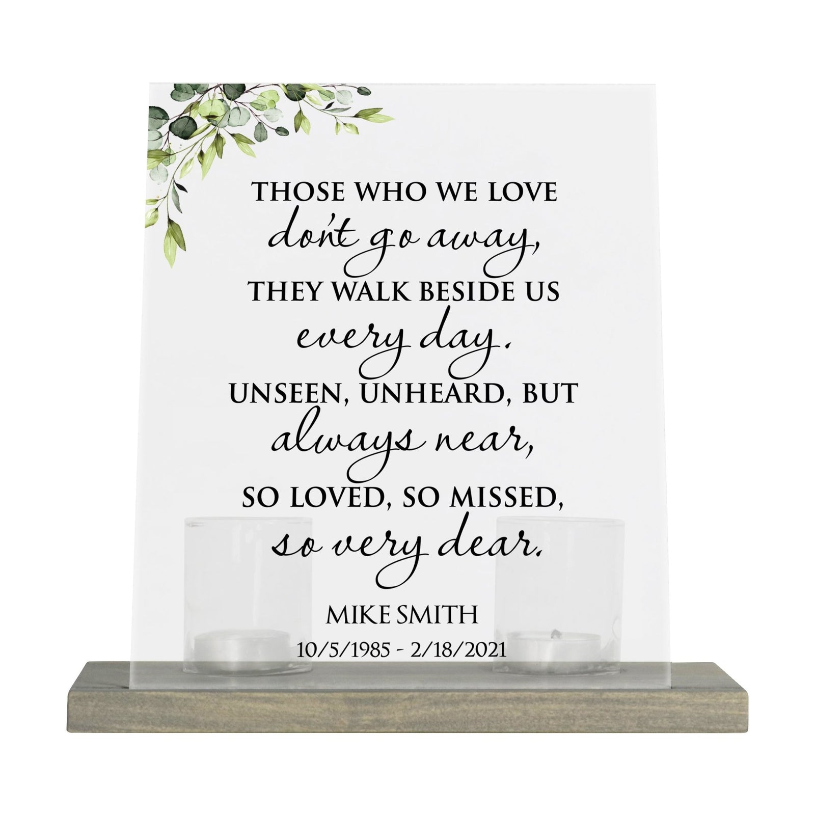 Personalized Elegant Human Memorial Acrylic Sign With Grey Wooden Base - Those Who We Love - LifeSong Milestones