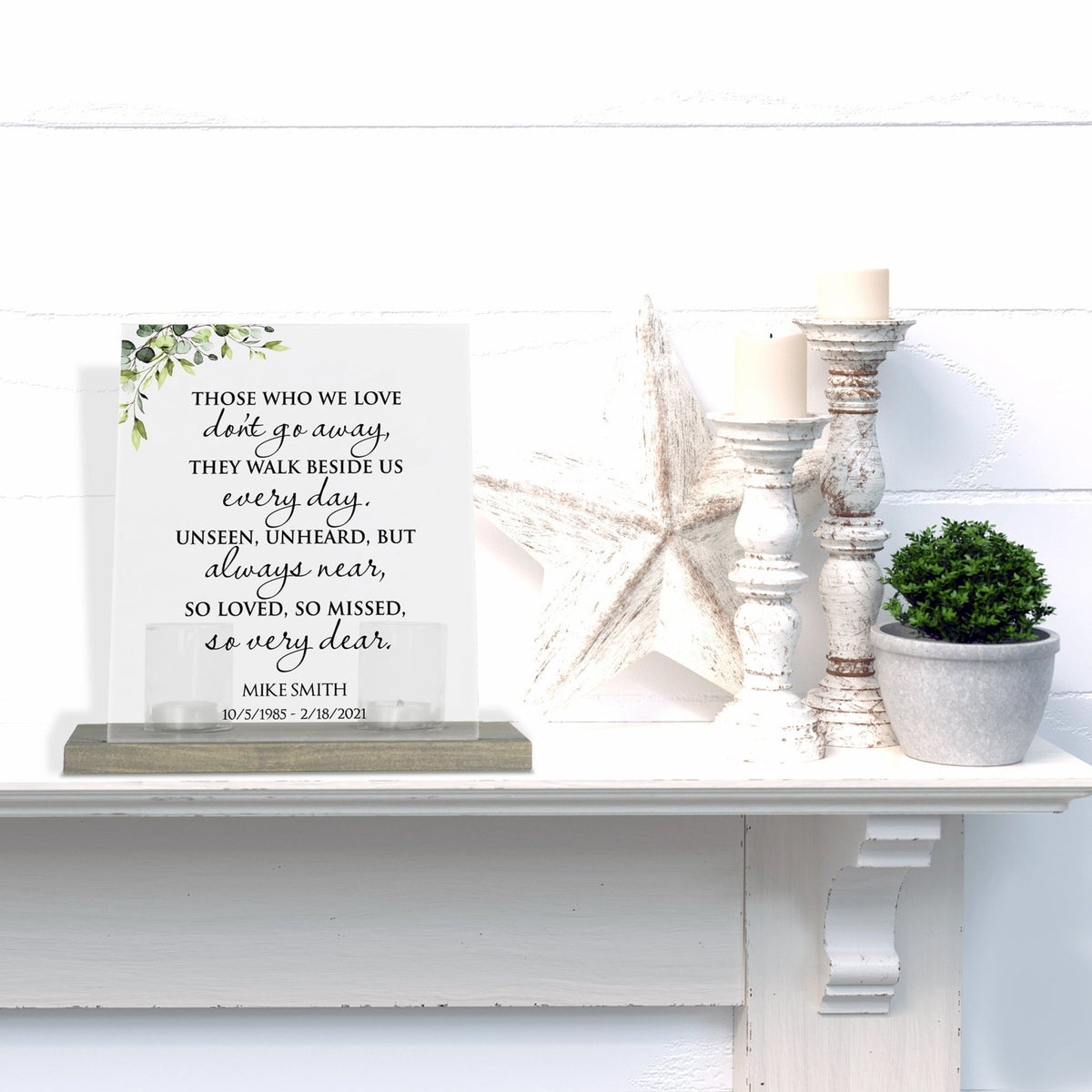 Personalized Elegant Human Memorial Acrylic Sign With Grey Wooden Base - Those Who We Love - LifeSong Milestones