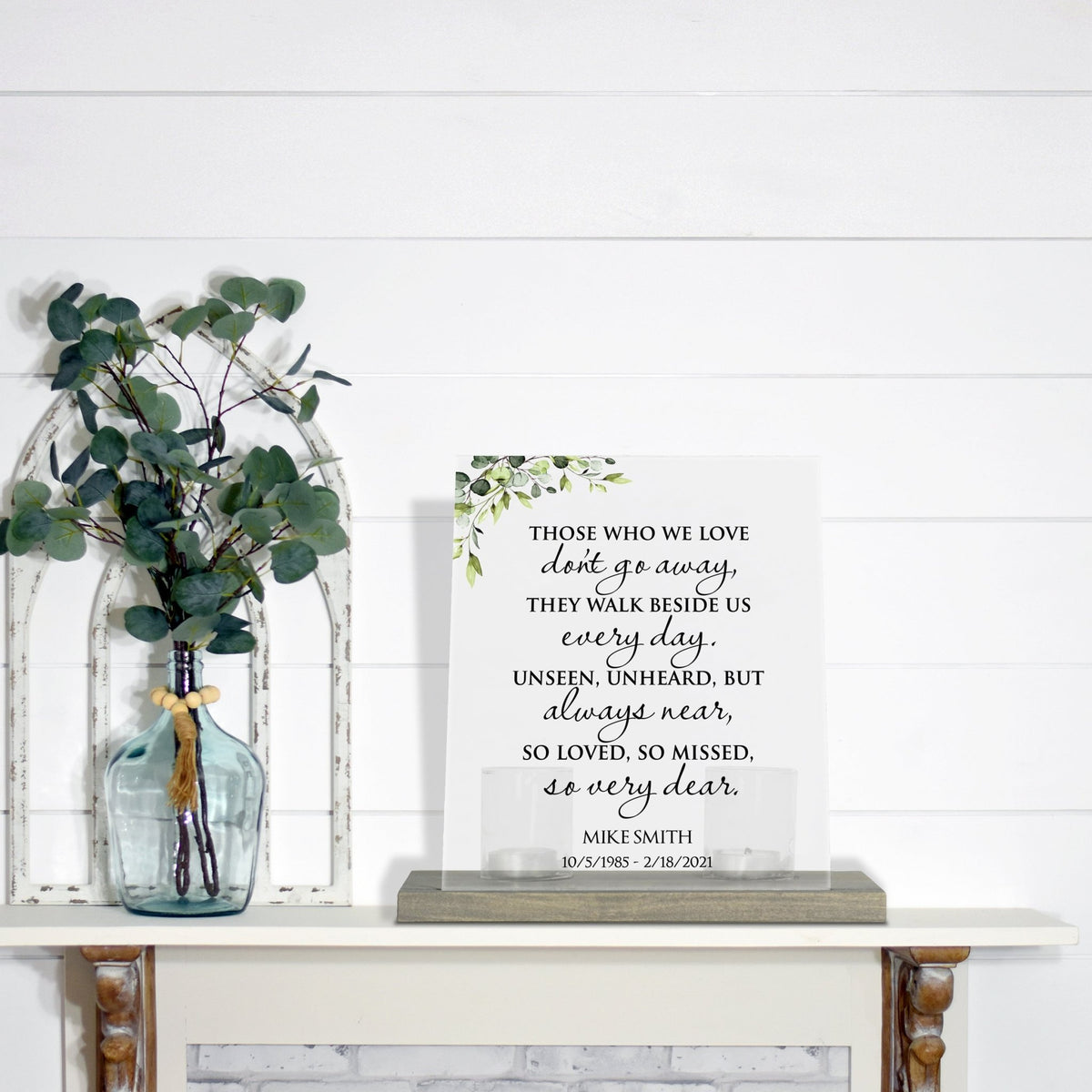Personalized Elegant Human Memorial Acrylic Sign With Grey Wooden Base - Those Who We Love - LifeSong Milestones