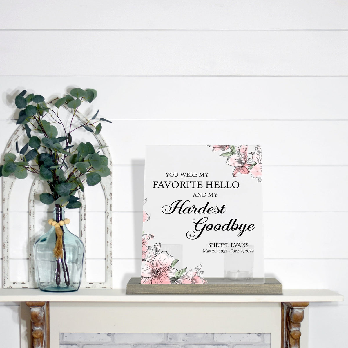 Personalized Elegant Human Memorial Acrylic Sign With Grey Wooden Base - You Were My - LifeSong Milestones