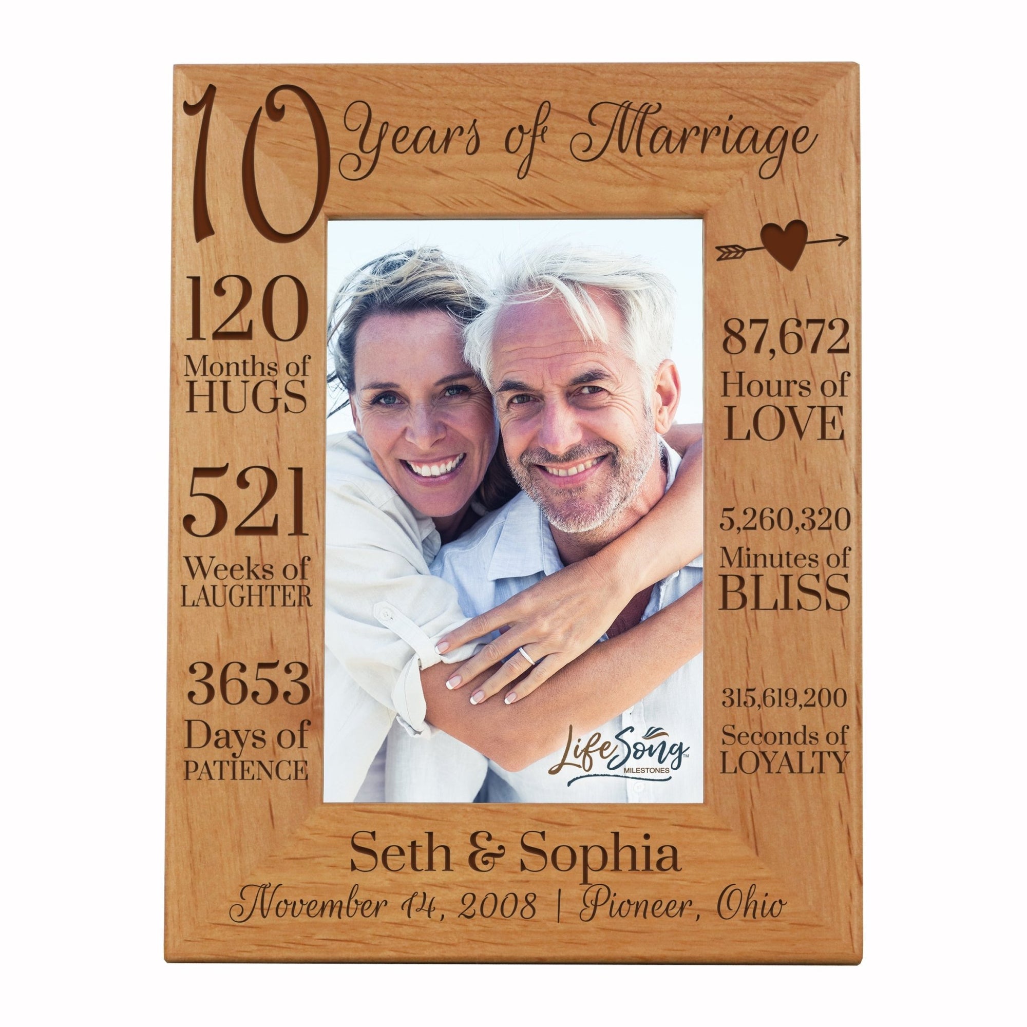 Lifesong Milestones Personalized Engraved 10th Anniversary Photo Frame Gift for Couples