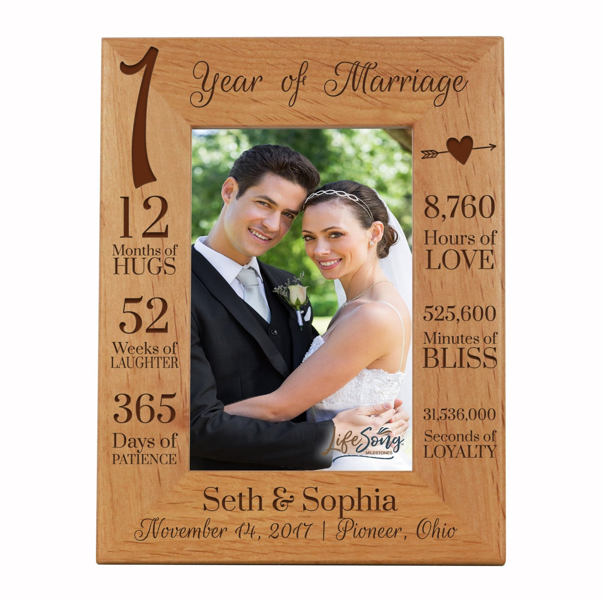 Lifesong Milestones Personalized Engraved 1st Anniversary Photo Frame Gift for Couples