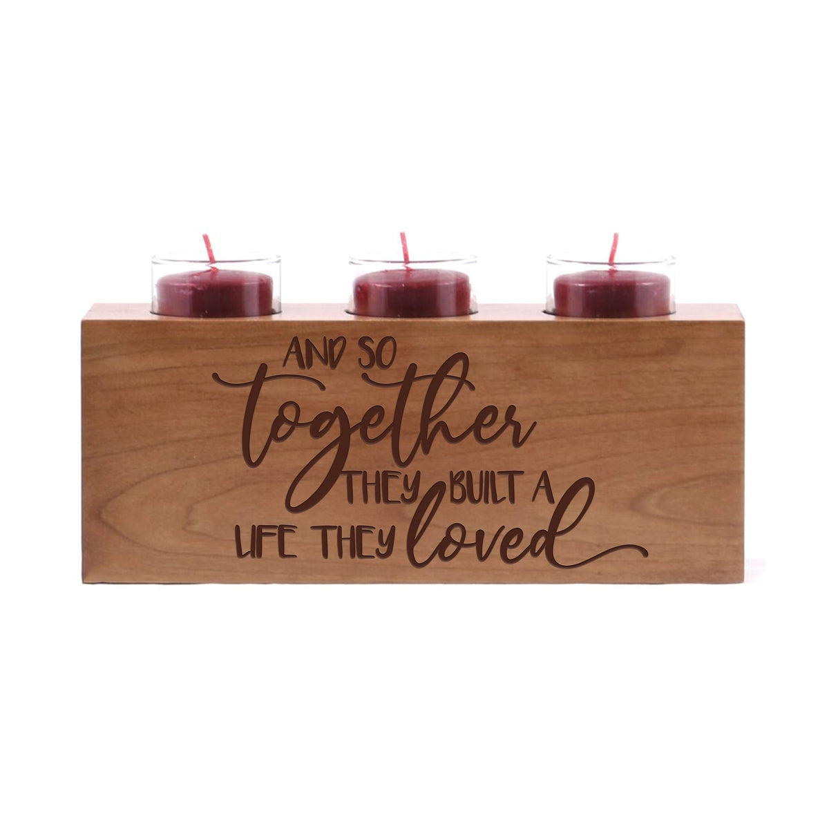 Personalized Engraved 3 Votive Candle Holder 10” x 4” x 4” - And So Together - LifeSong Milestones