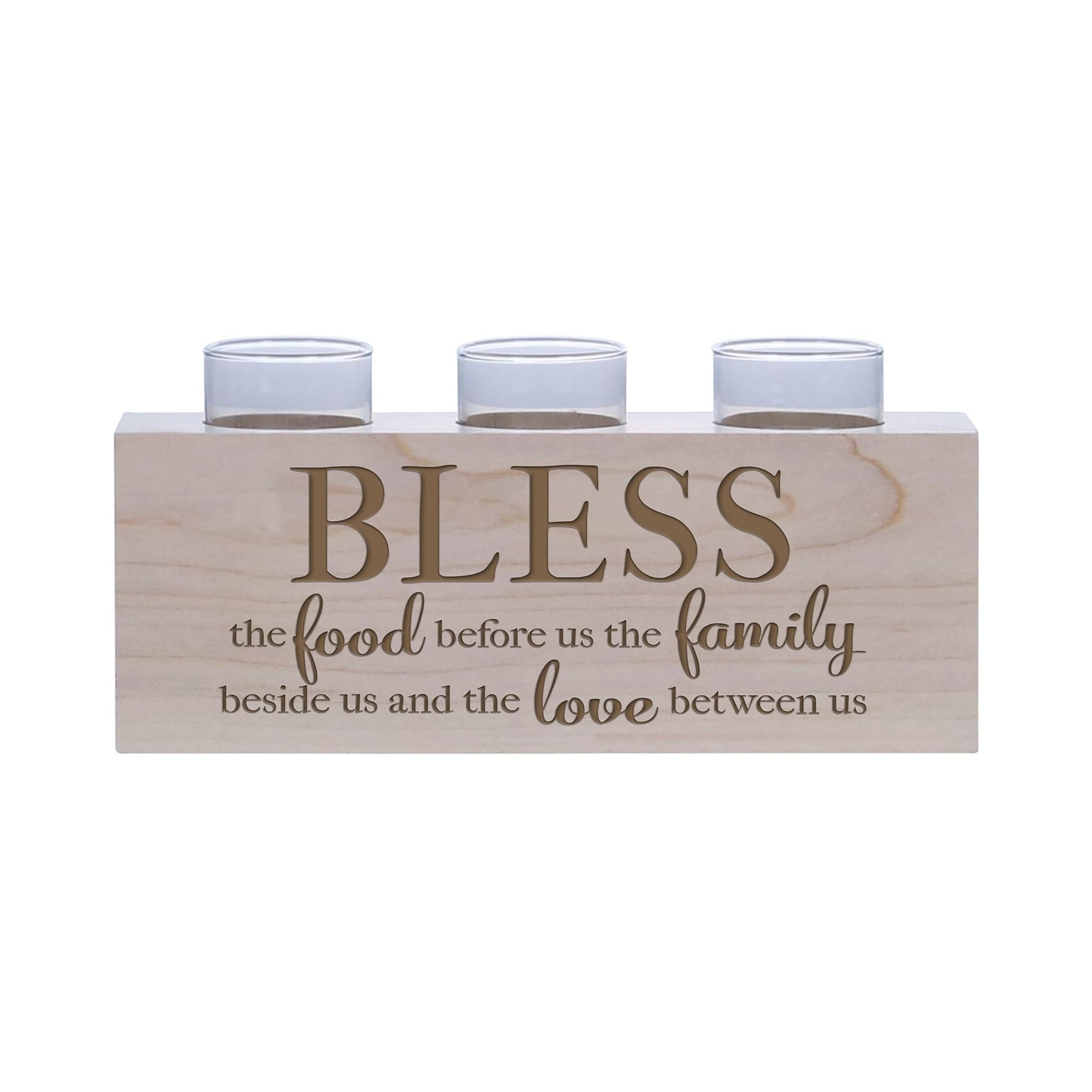 Personalized Engraved 3 Votive Candle Holder 10” x 4” x 4” - Bless The Food - LifeSong Milestones