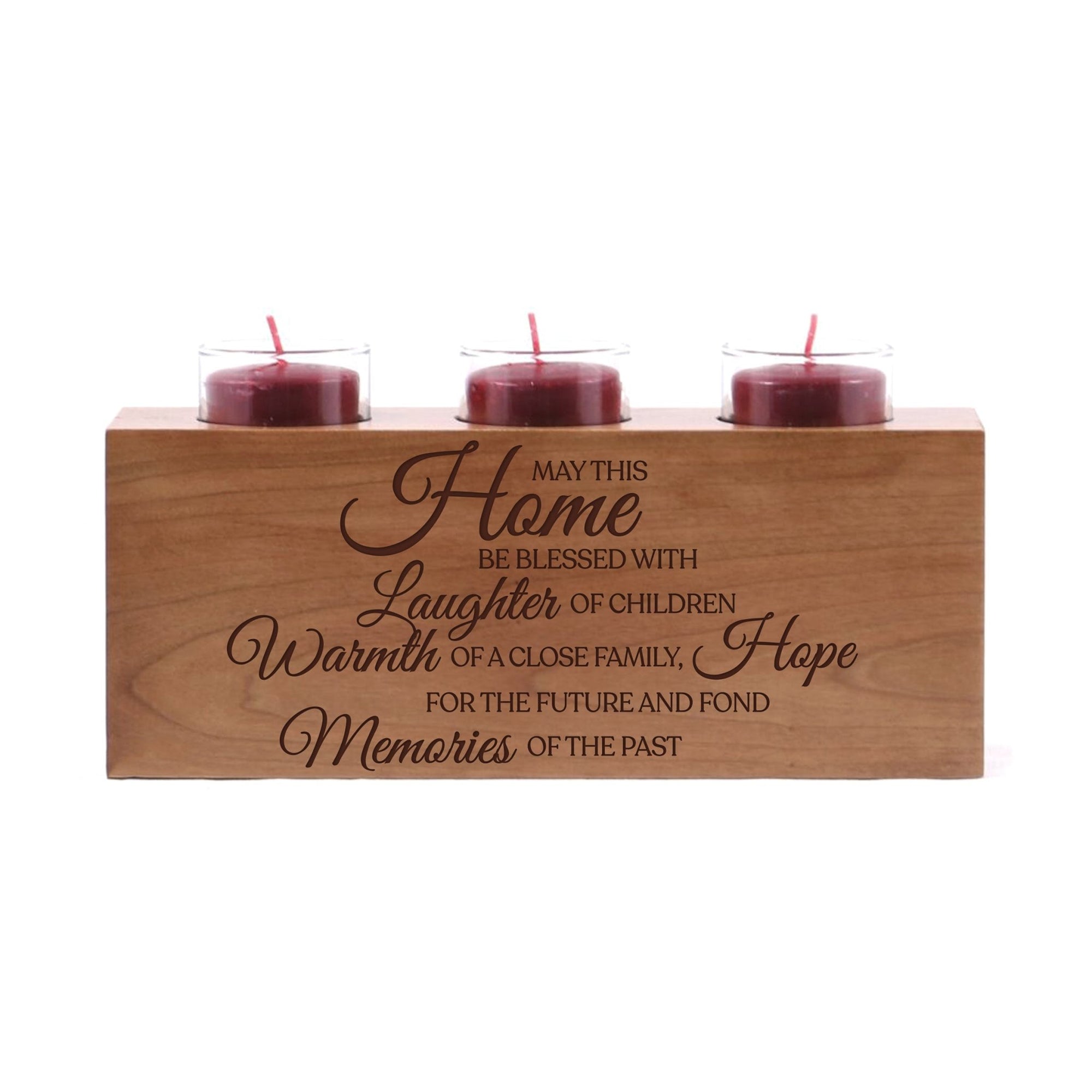 Personalized Engraved 3 Votive Candle Holder 10” x 4” x 4” - May This Home - LifeSong Milestones