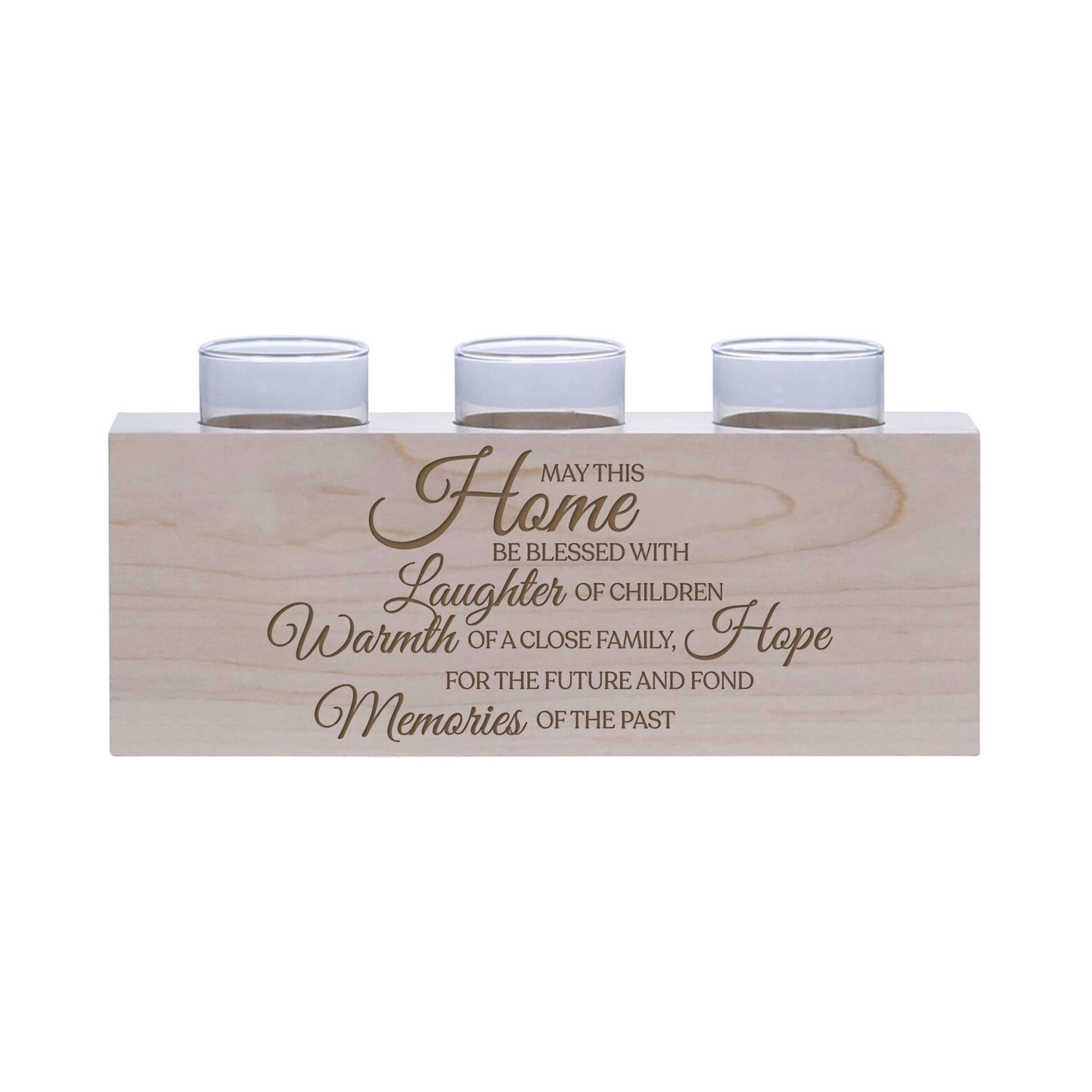 Personalized Engraved 3 Votive Candle Holder 10” x 4” x 4” - May This Home - LifeSong Milestones
