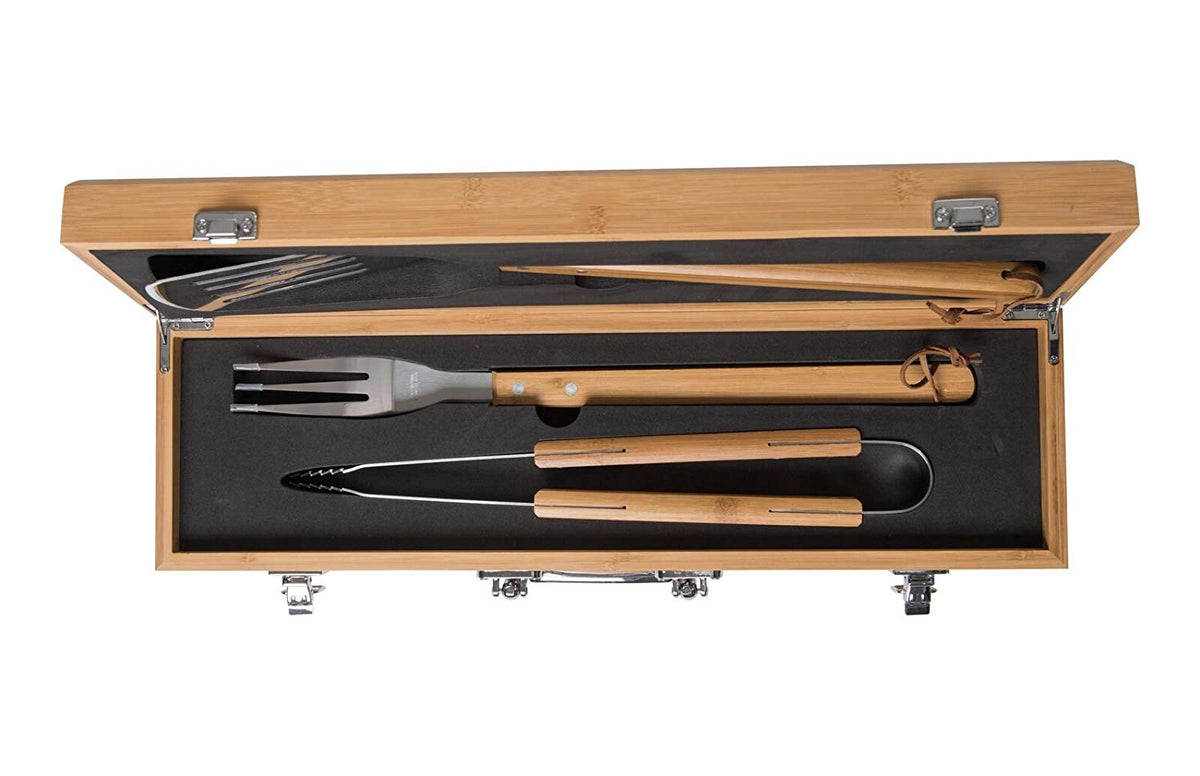 Personalized Engraved Bamboo 3pc Barbecue Grill Set Gift - Family Couple - LifeSong Milestones