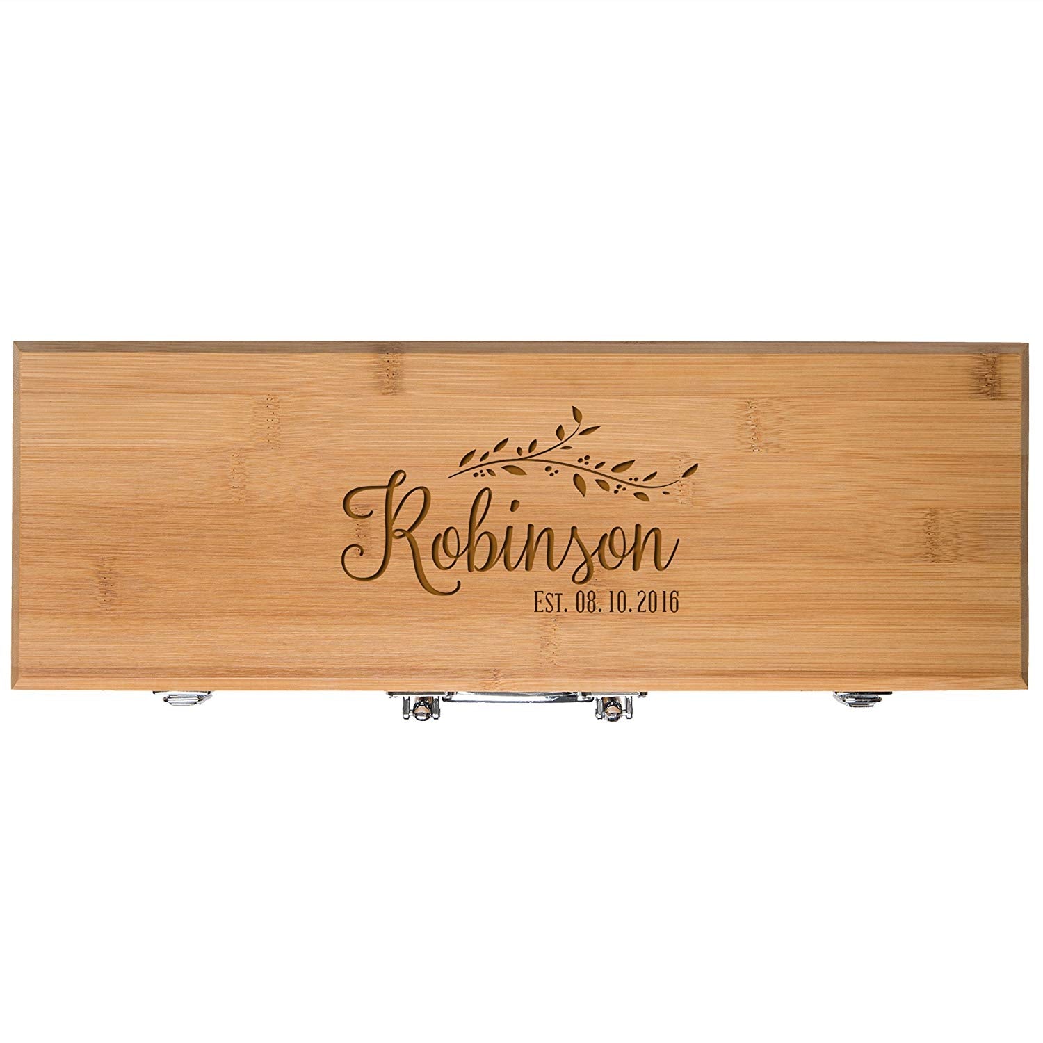 Personalized Engraved Bamboo 3pc Barbecue Grill Set Gift - Family Est Date - LifeSong Milestones