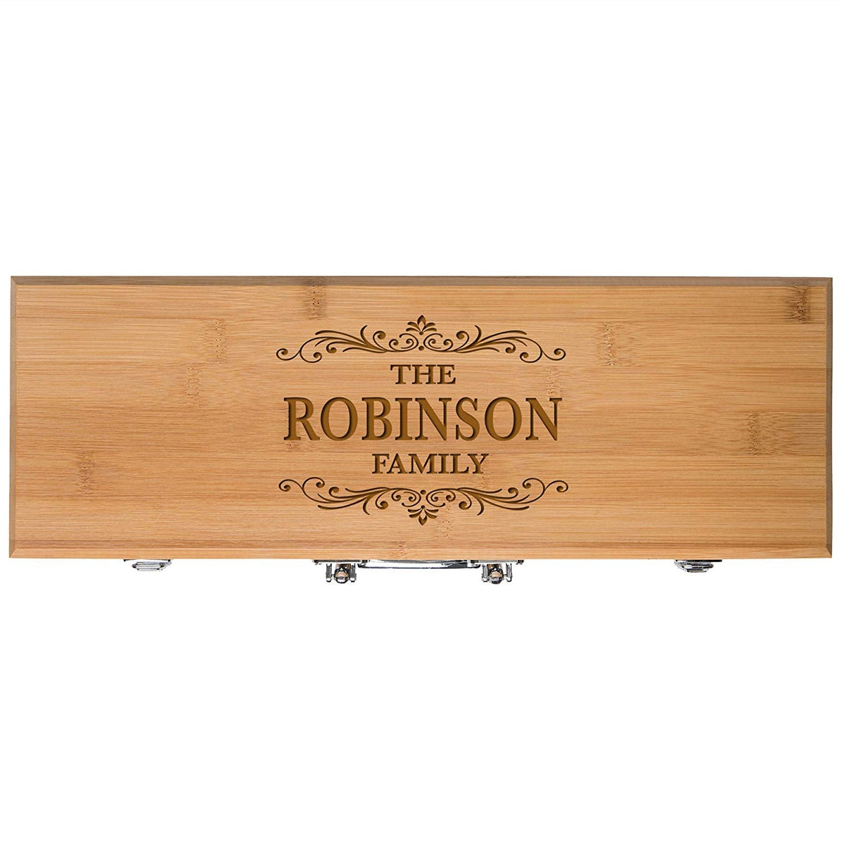 Personalized Engraved Bamboo 3pc Barbecue Grill Set Gift - Family Name - LifeSong Milestones