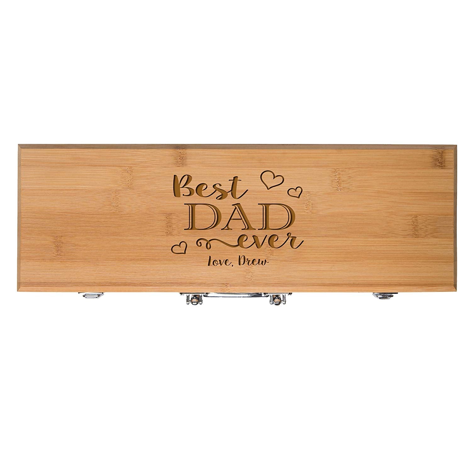 Personalized Engraved Bamboo 3pc Barbecue Grill Set Gift For Best Dad Ever - LifeSong Milestones
