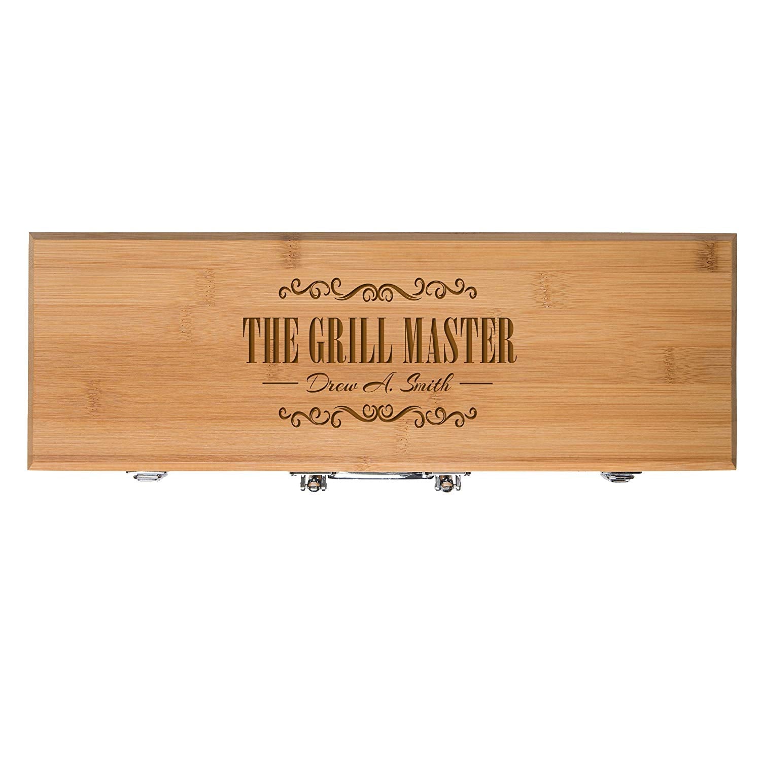 Personalized Engraved Bamboo 3pc Barbecue Grill Set Gift For Dad - Grill Master - LifeSong Milestones