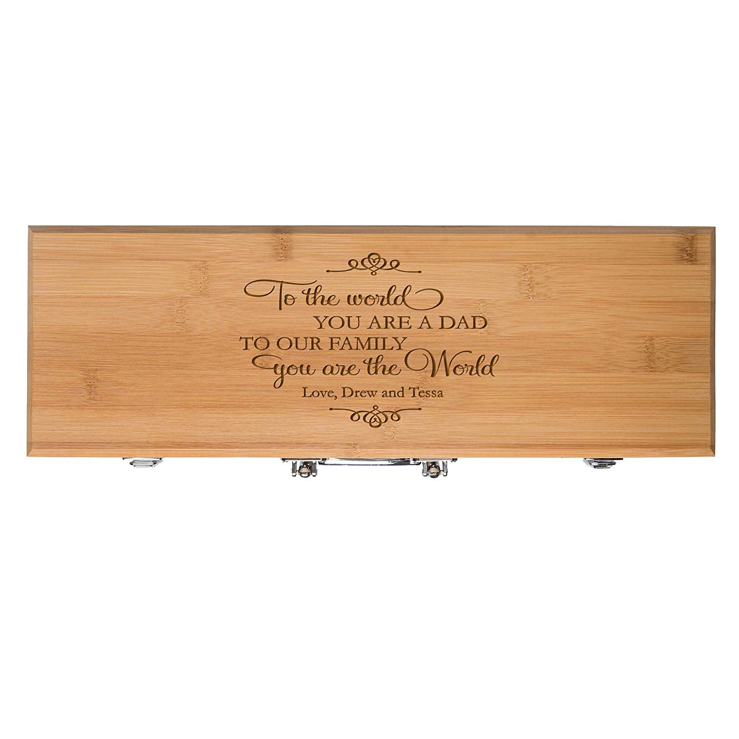 Personalized Engraved Bamboo 3pc Barbecue Grill Set Gift For Dad - World - LifeSong Milestones