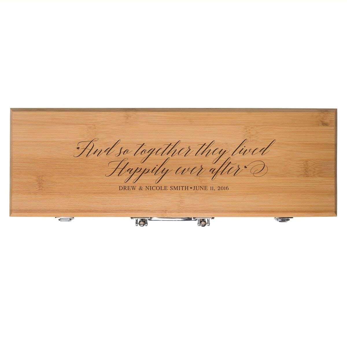 Personalized Engraved Bamboo 3pc Barbecue Grill Set Gift Wedding Couple - Happily Ever After - LifeSong Milestones