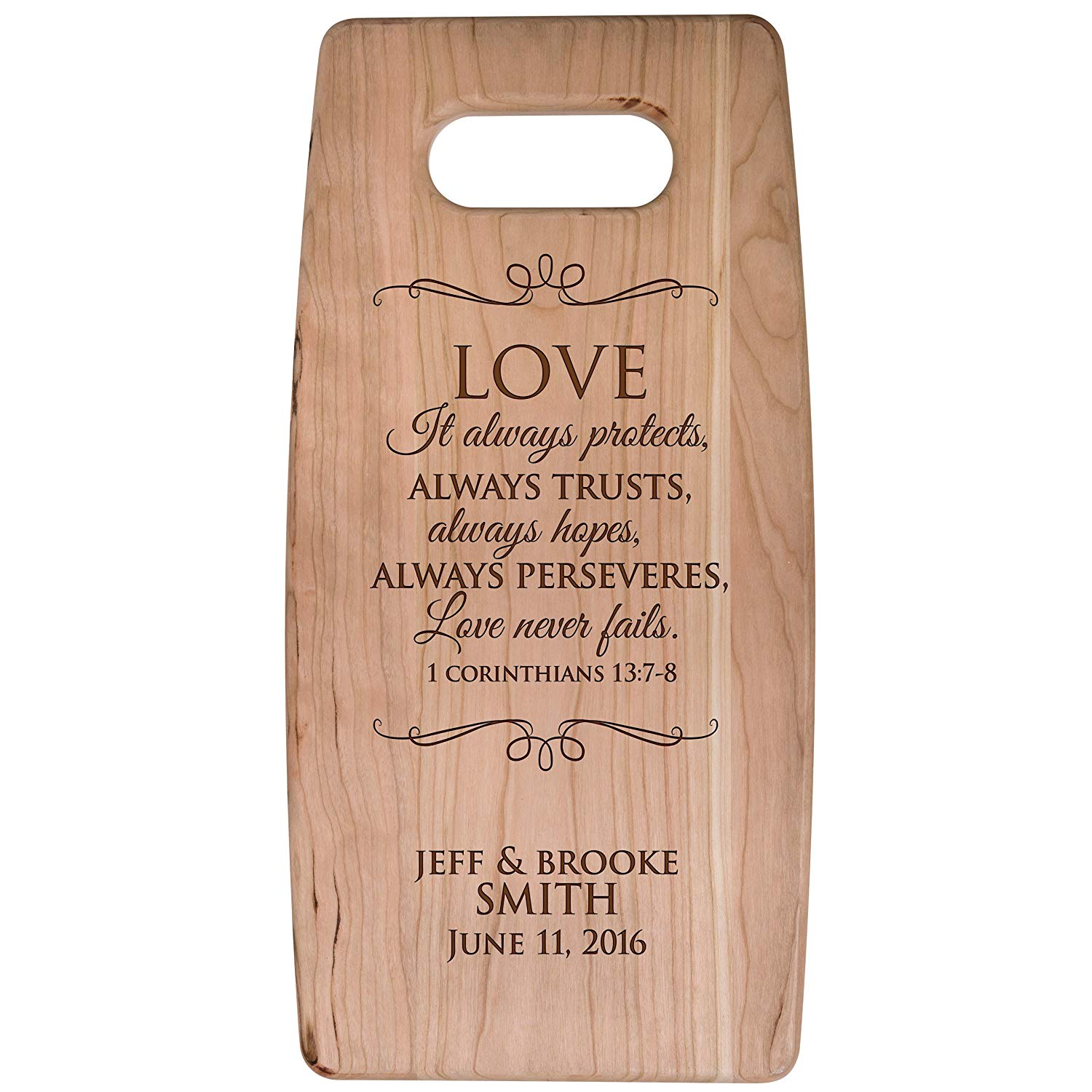 Personalized Engraved Cherry Cutting Board - Love Always Protects - LifeSong Milestones