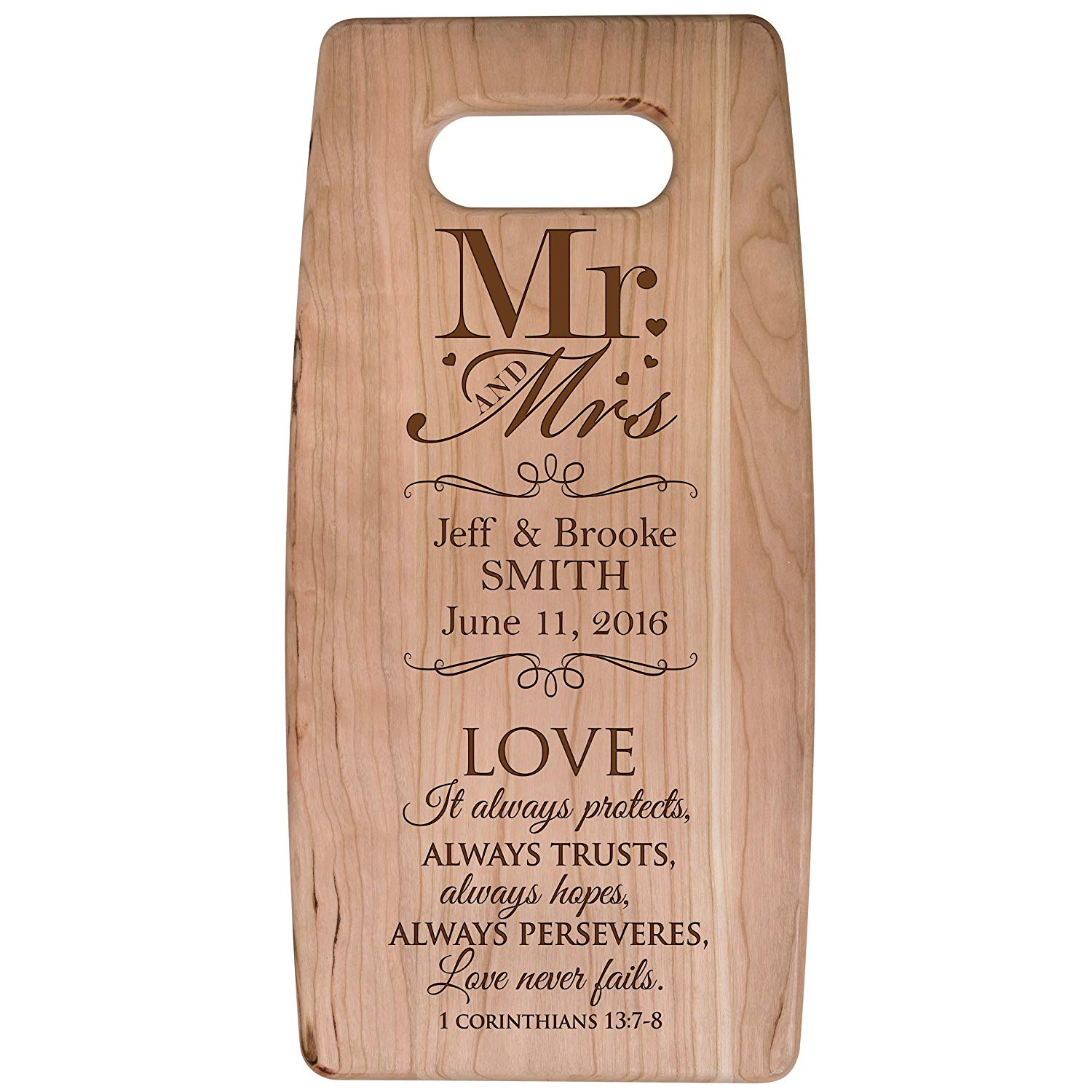 Personalized Engraved Cherry Cutting Board - Love Always Protects - LifeSong Milestones