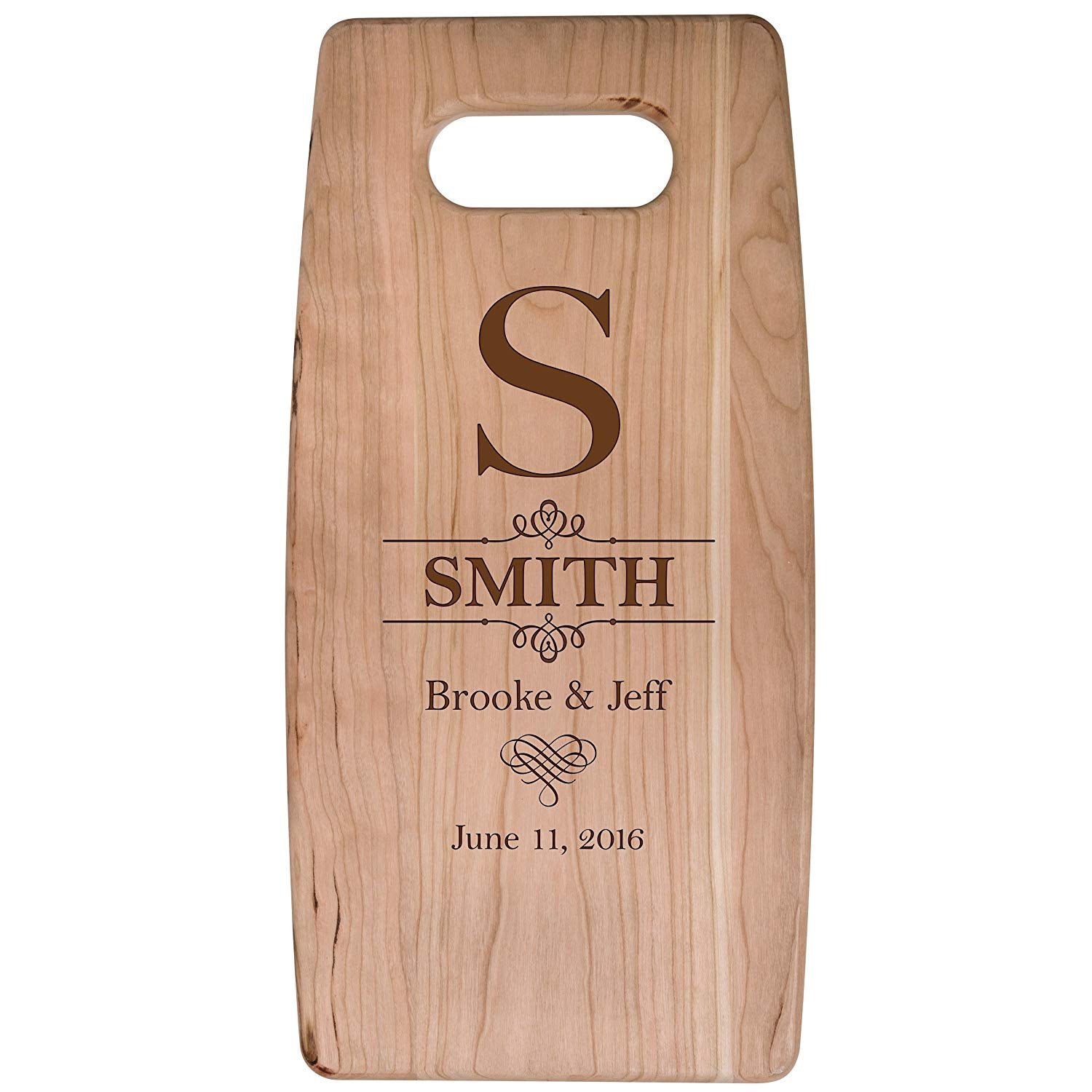 Personalized Engraved Cherry Cutting Board - Monogram Heart - LifeSong Milestones