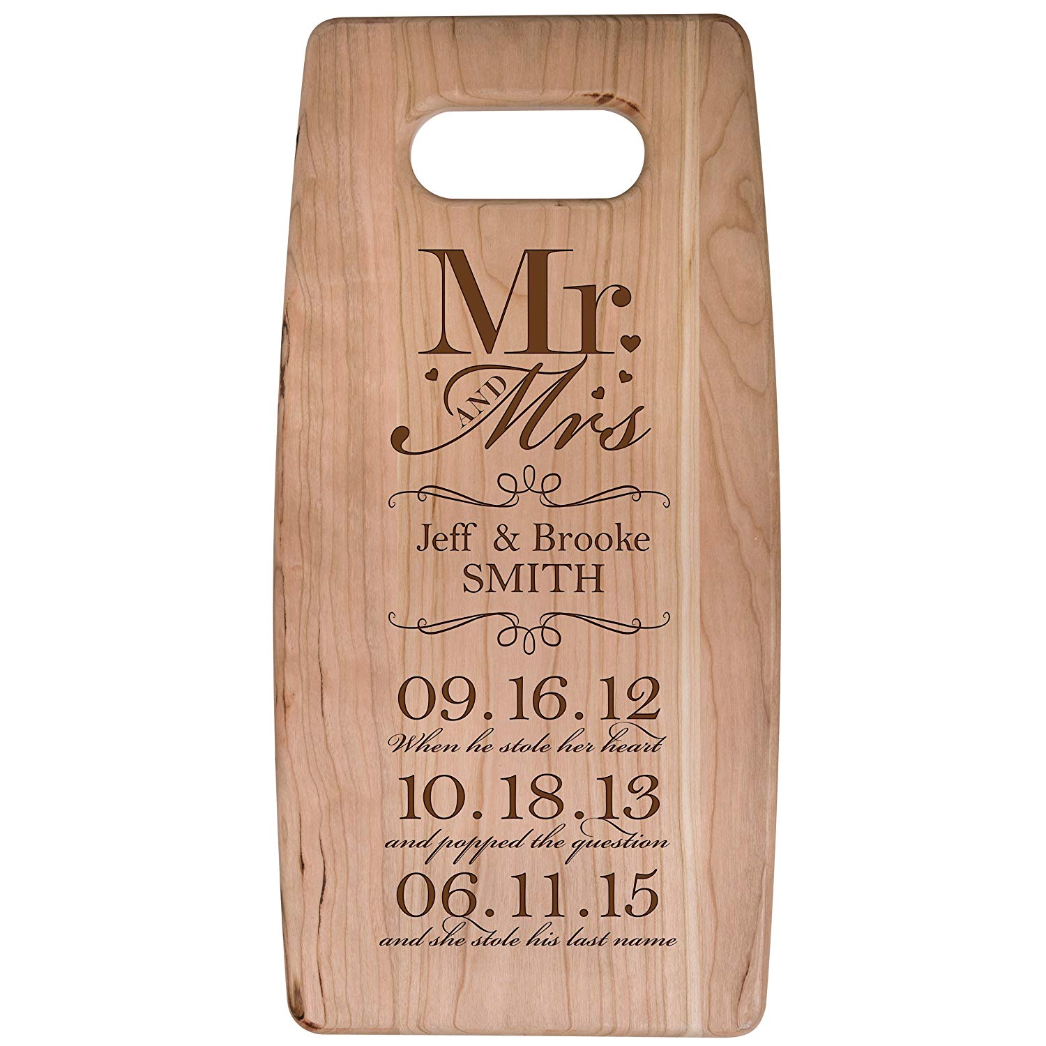 Personalized Engraved Cherry Cutting Board - Mr and Mrs Dates - LifeSong Milestones