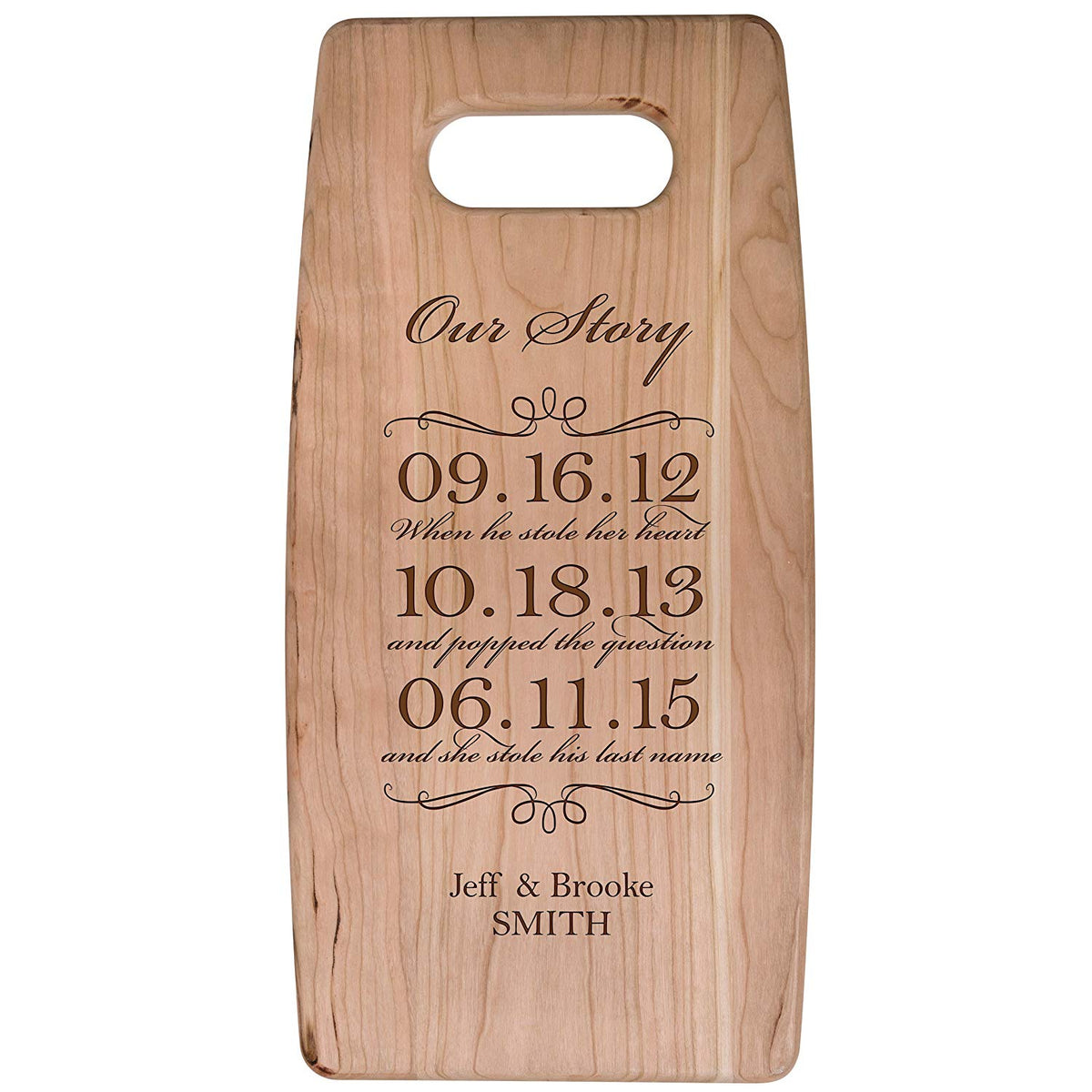 Personalized Engraved Cherry Cutting Board - Our Story - LifeSong Milestones