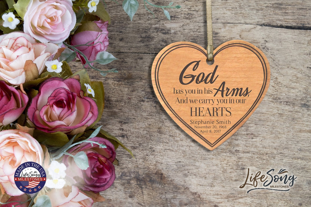 Personalized Engraved Heart Memorial Ornament - God Has You - LifeSong Milestones
