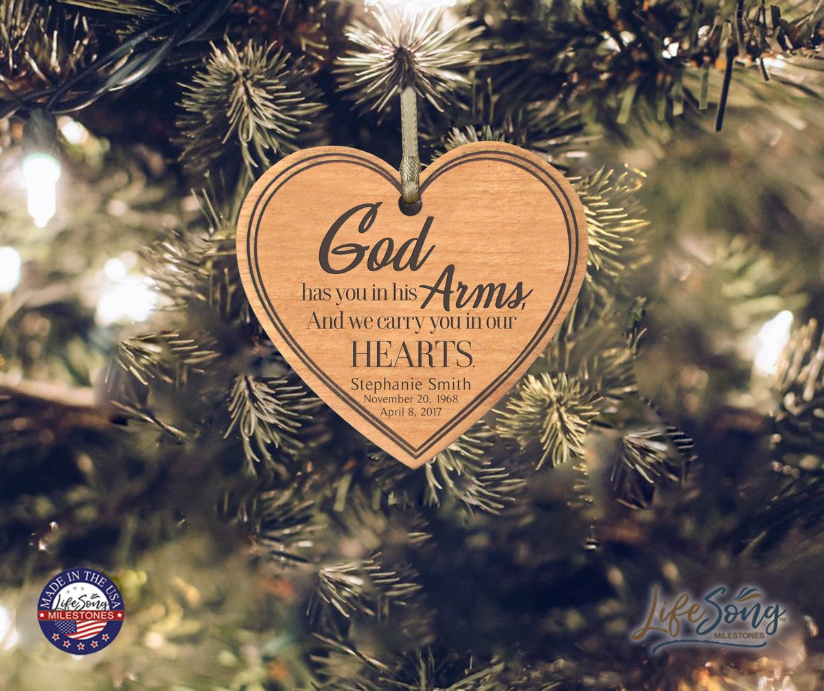 Personalized Engraved Heart Memorial Ornament - God Has You - LifeSong Milestones