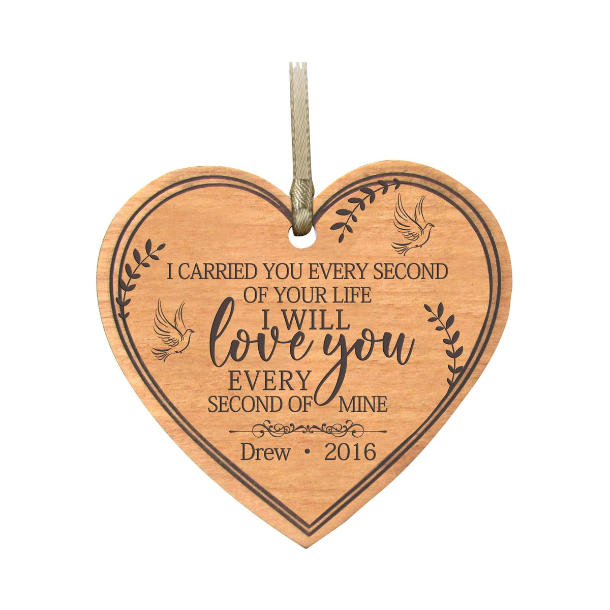 Personalized Engraved Heart Memorial Ornament - I Carried You (dove) - LifeSong Milestones