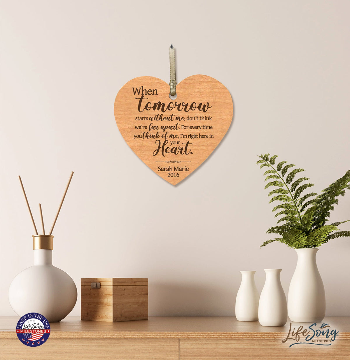 Personalized Engraved Heart Memorial Ornament - When Tomorrow Starts - LifeSong Milestones