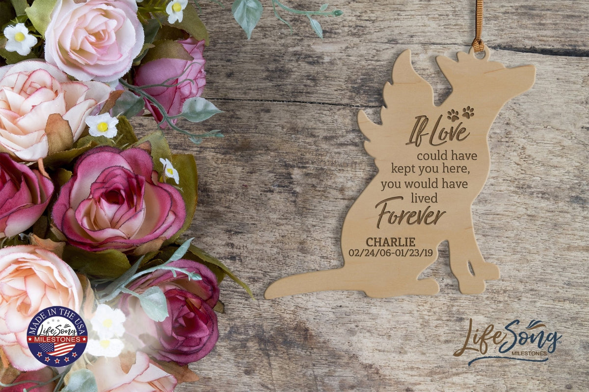 Personalized Engraved Memorial Dog Ornament 4.9375” x 5.375” x 0.125” - If love could have kept you here (PAWS) - LifeSong Milestones