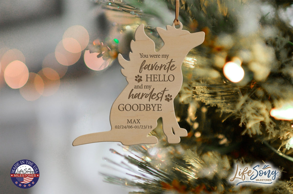 Personalized Engraved Memorial Dog Ornament 4.9375” x 5.375” x 0.125” - You were my favorite hello (PAWS) - LifeSong Milestones