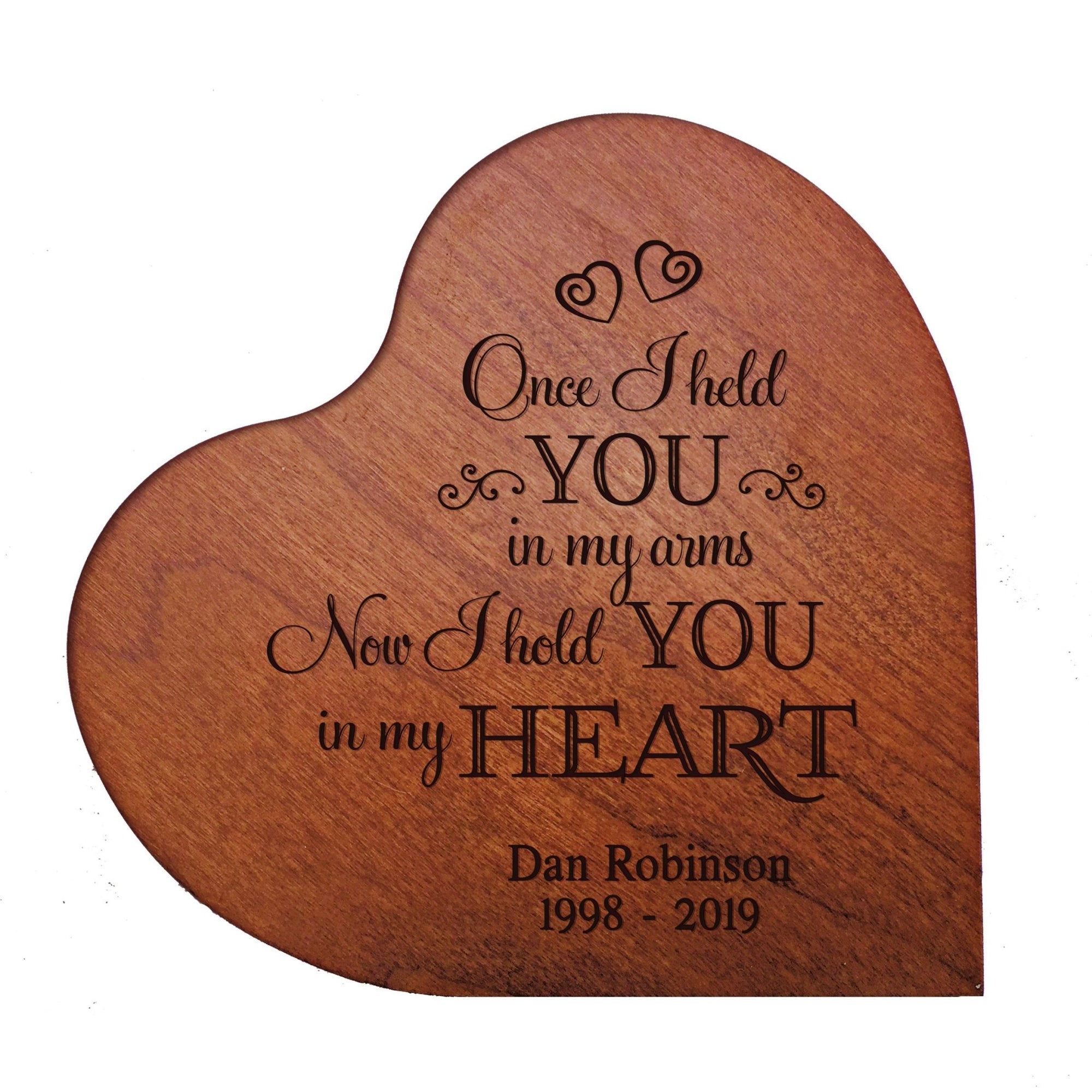 Personalized Engraved Memorial Heart Block Once I Held You 5” x 5.25” x 0.75” - LifeSong Milestones