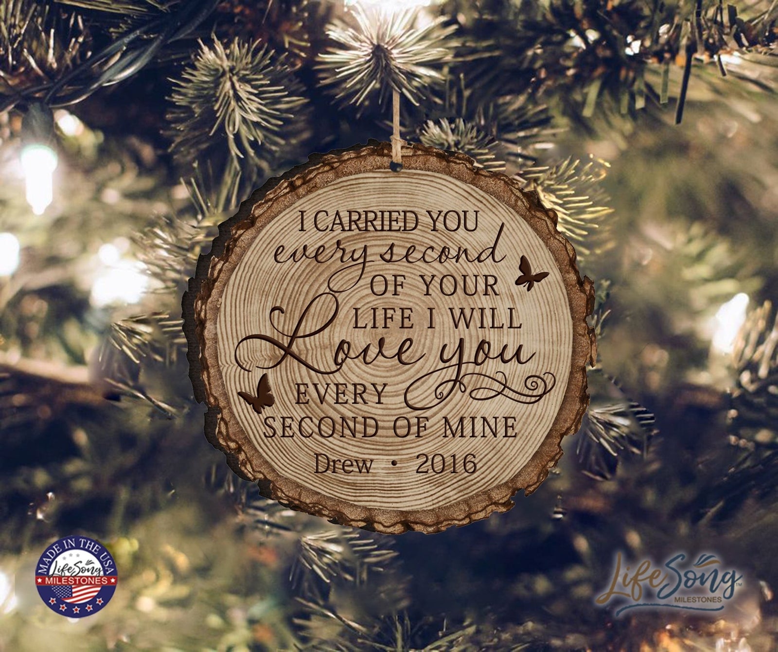 Personalized Engraved Memorial Ornament - I Carried You (butterfly) - LifeSong Milestones