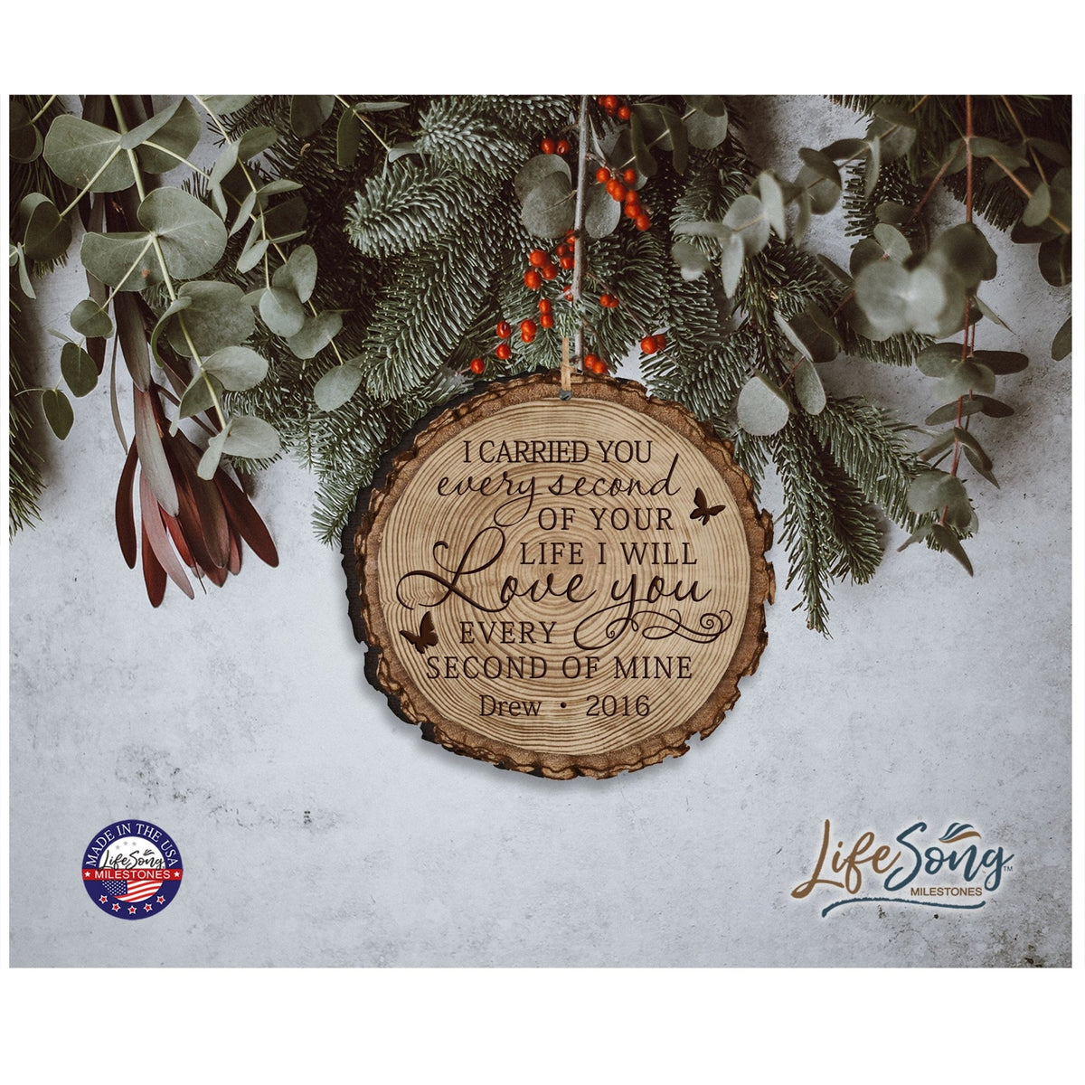 Personalized Engraved Memorial Ornament - I Carried You (butterfly) - LifeSong Milestones