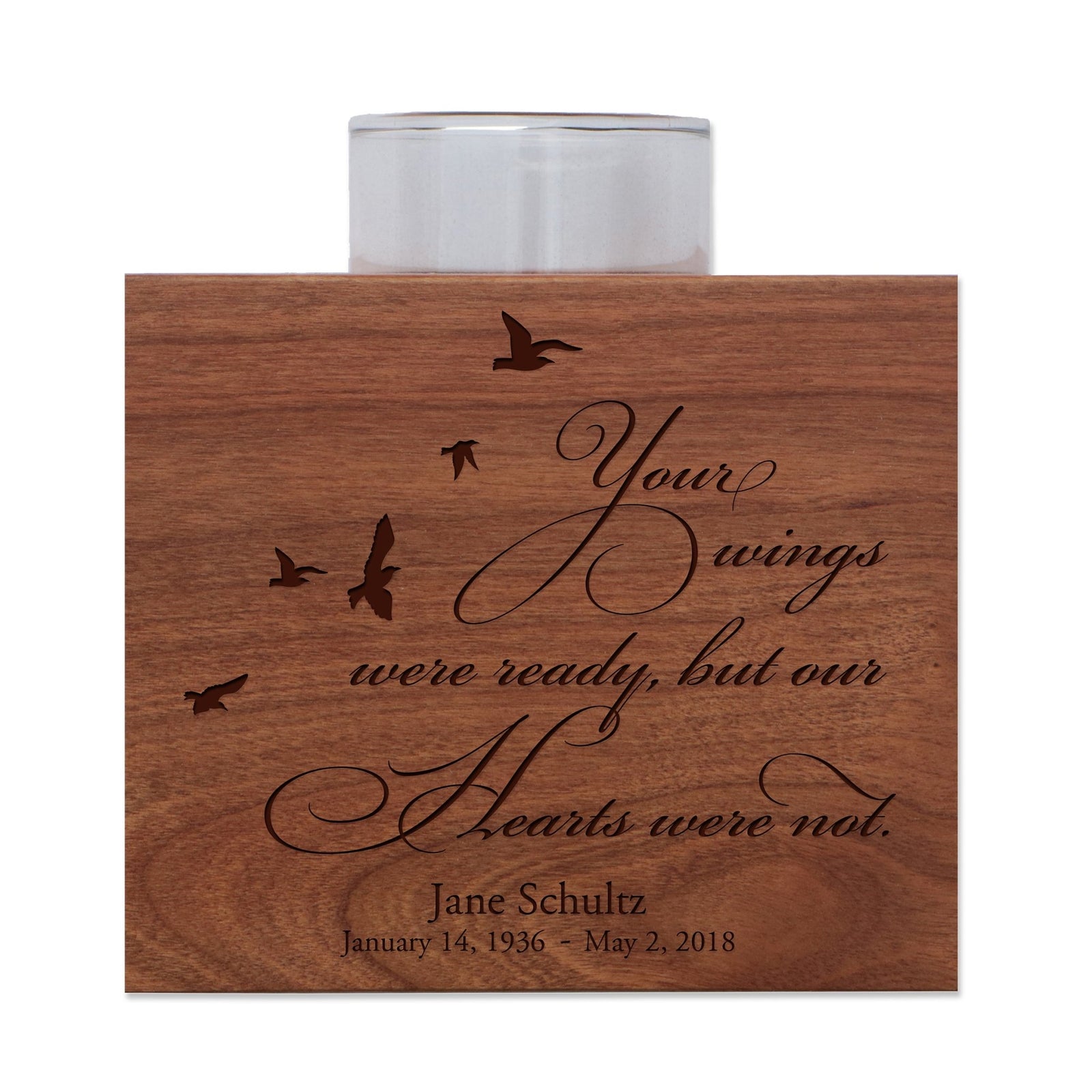 Personalized Engraved Memorial Single Votive Candle Holder 3.75x3.5 - Your Wings Were Ready - LifeSong Milestones
