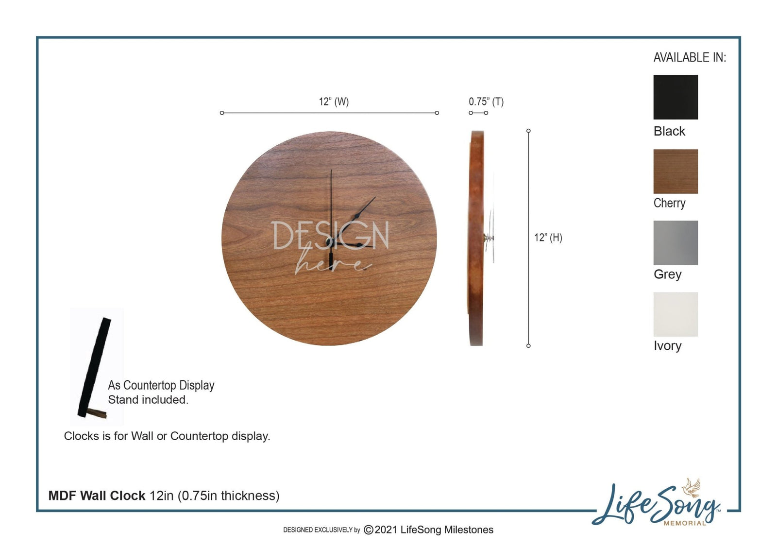 Personalized Engraved Monogram Cherry Wood Clock 12" - O - LifeSong Milestones