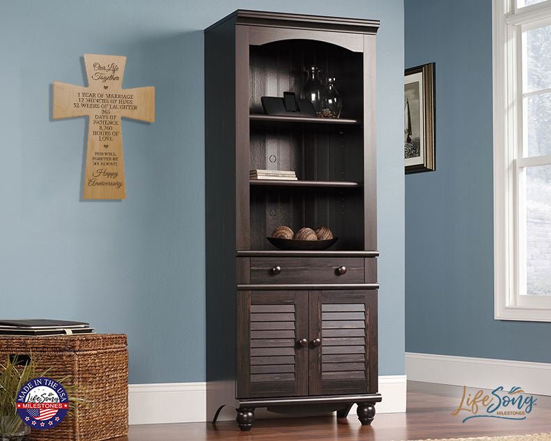 Personalized Engraved Wall Cross for 1st Wedding Anniversary - 1 Year Together - LifeSong Milestones