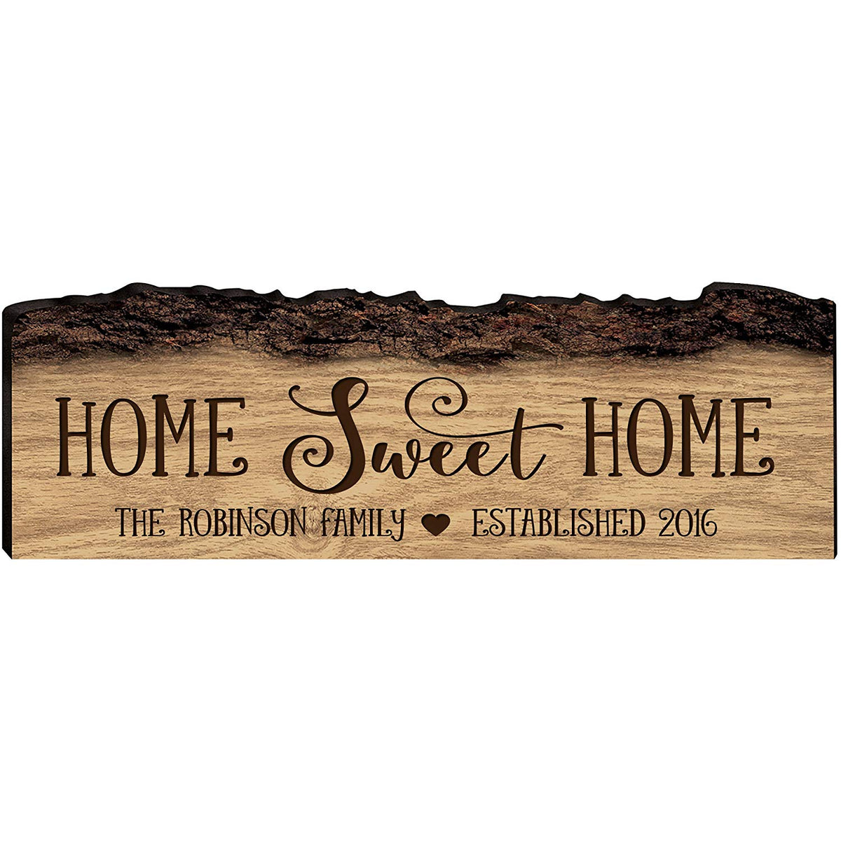 Personalized Engraved Wooden Bark Family Name Sign - Established Year - LifeSong Milestones