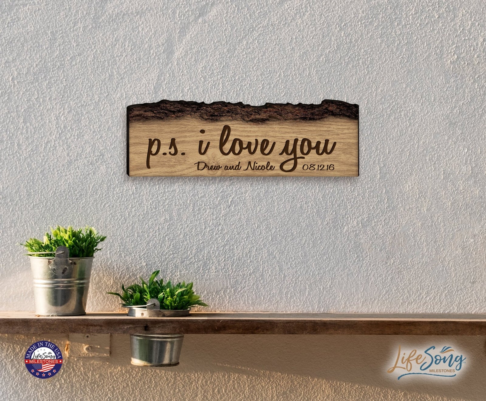 Personalized Engraved Wooden Bark Family Name Sign - Established Year - LifeSong Milestones