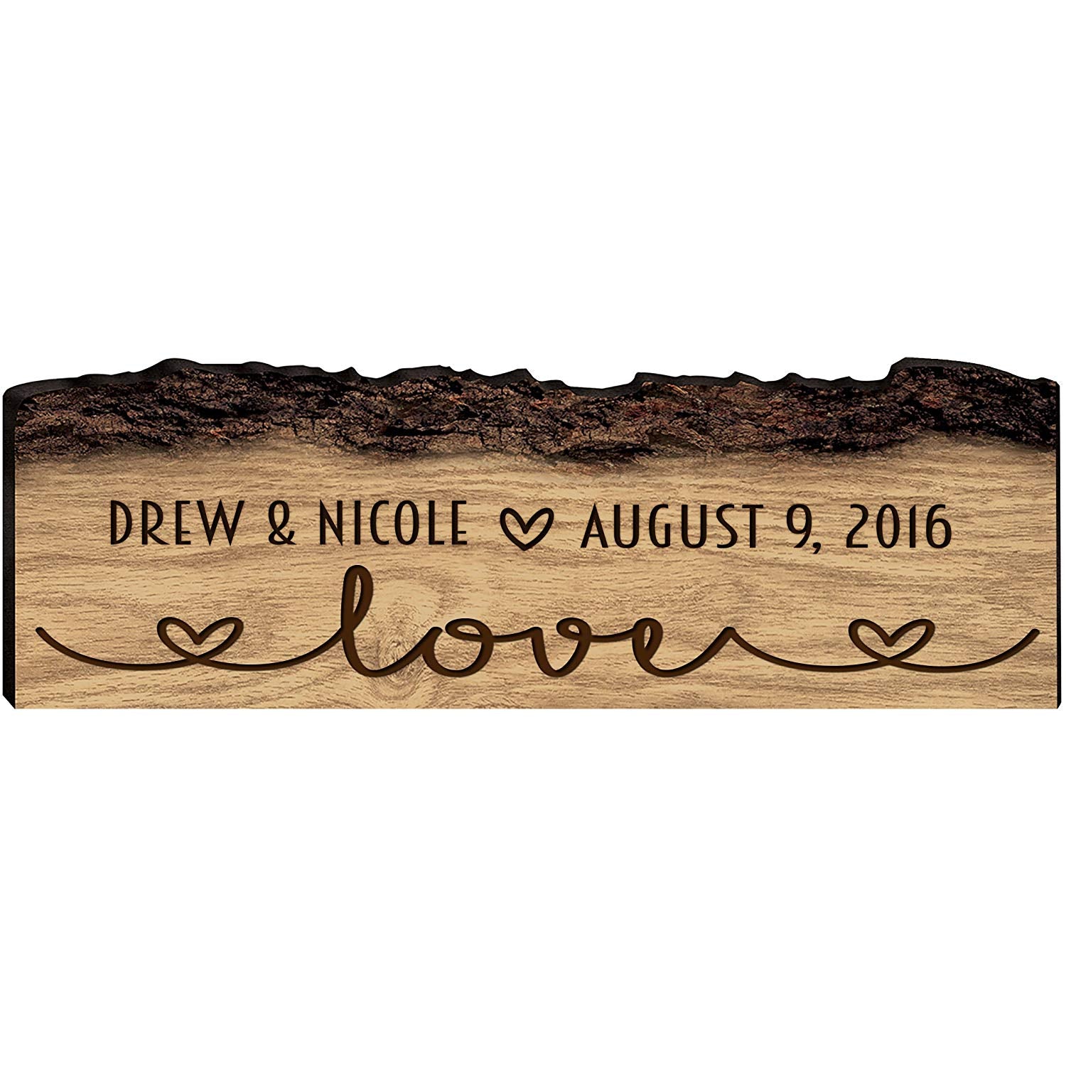 Personalized Engraved Wooden Bark Family Name Sign - Established Year - LifeSong Milestones