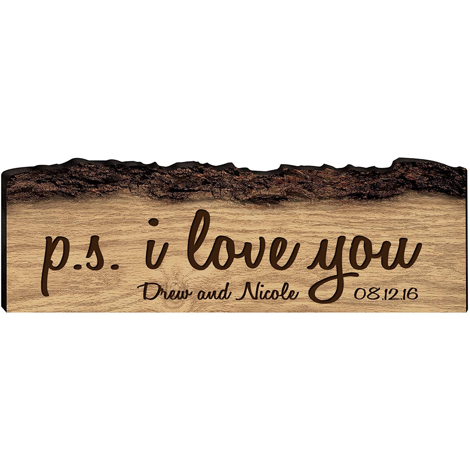 Personalized Engraved Wooden Bark Family Name Sign - Established Year - LifeSong Milestones