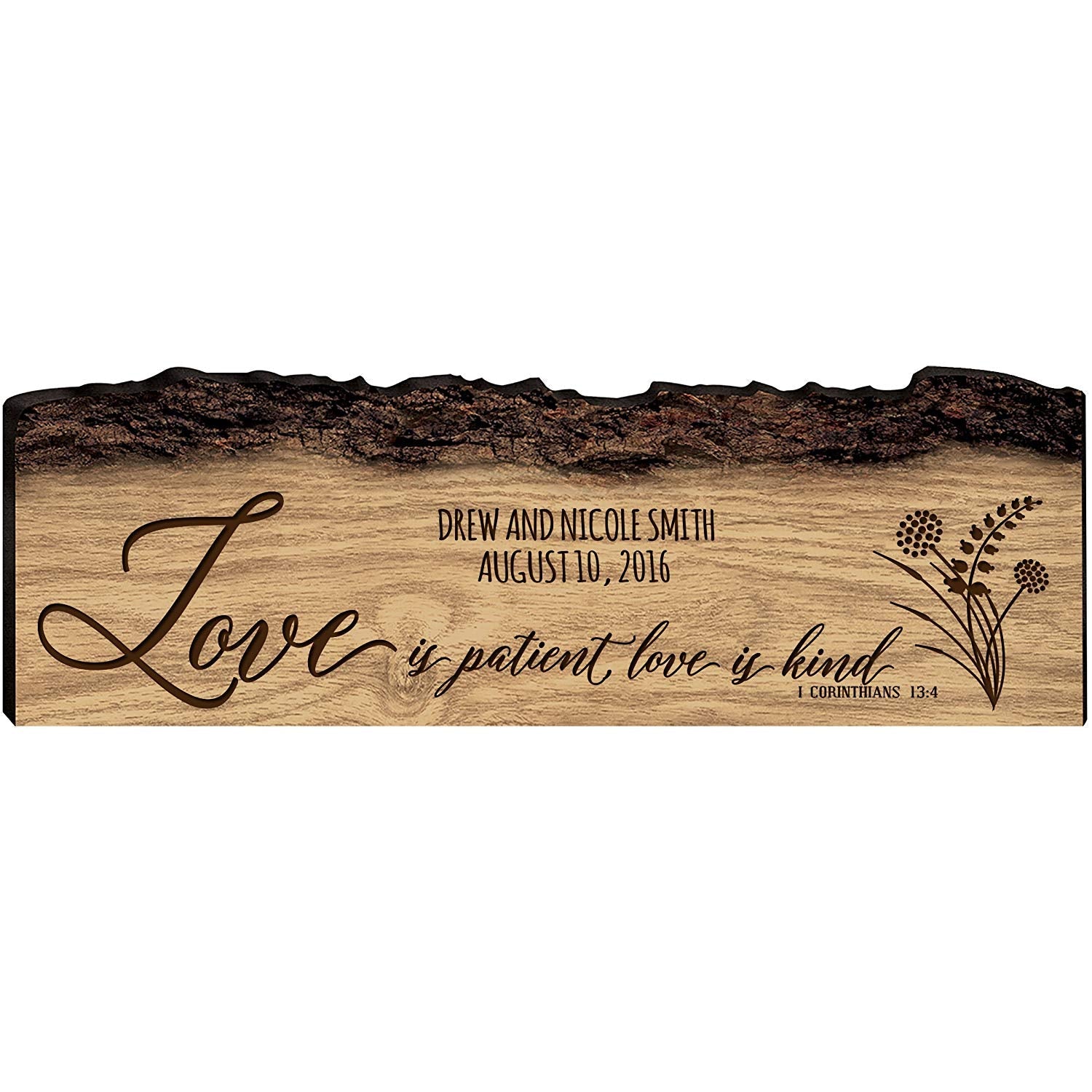 Personalized Engraved Wooden Bark Family Name Sign - Established Year - LifeSong Milestones