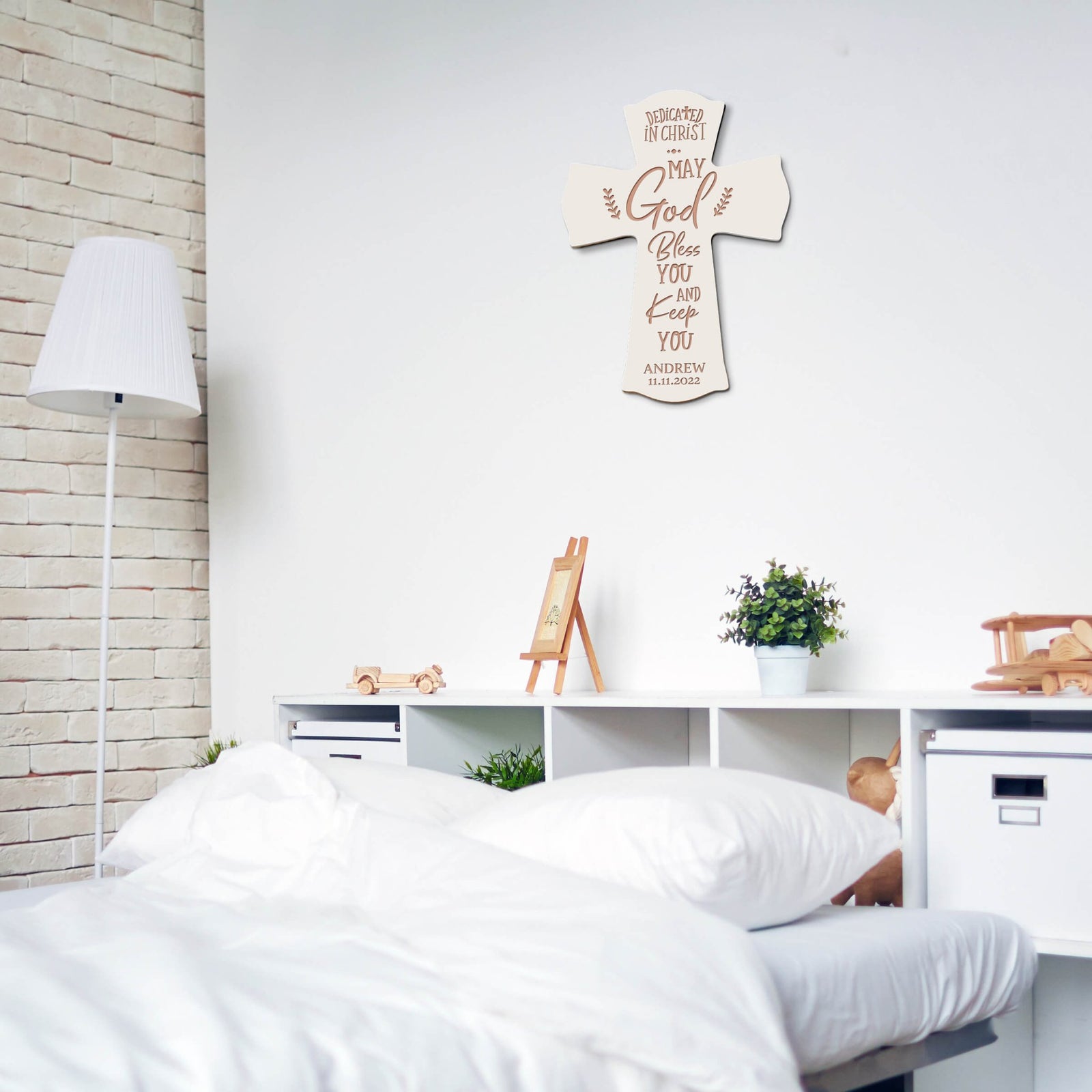 Personalized Engraved Wooden Dedication 8x11 Crosses - Dedicated In Christ - LifeSong Milestones