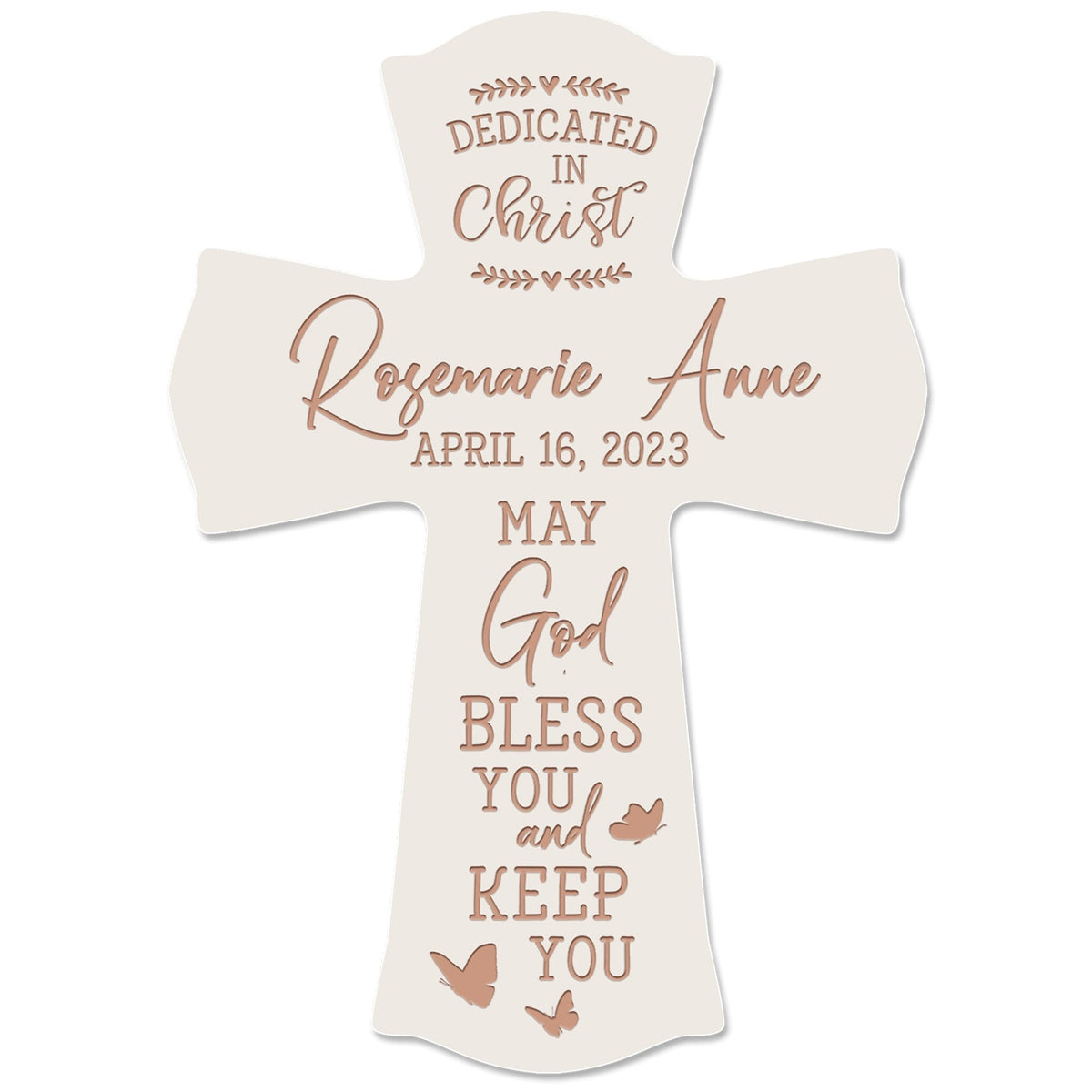 Personalized Engraved Wooden Dedication 8x11 Crosses - Dedicated In Christ - LifeSong Milestones